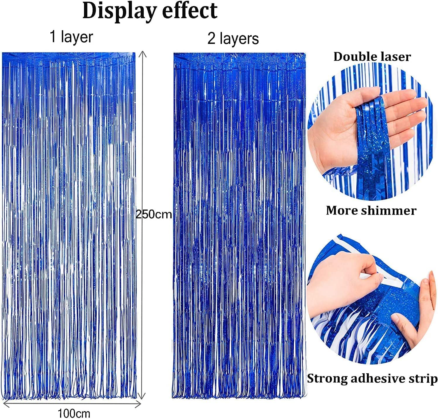 Foil Fringe Curtain Party Decorations   Black Blue Metallic Tinsel Photo Booth Backdrop Party Steamers Curtains For Birthdays Ch