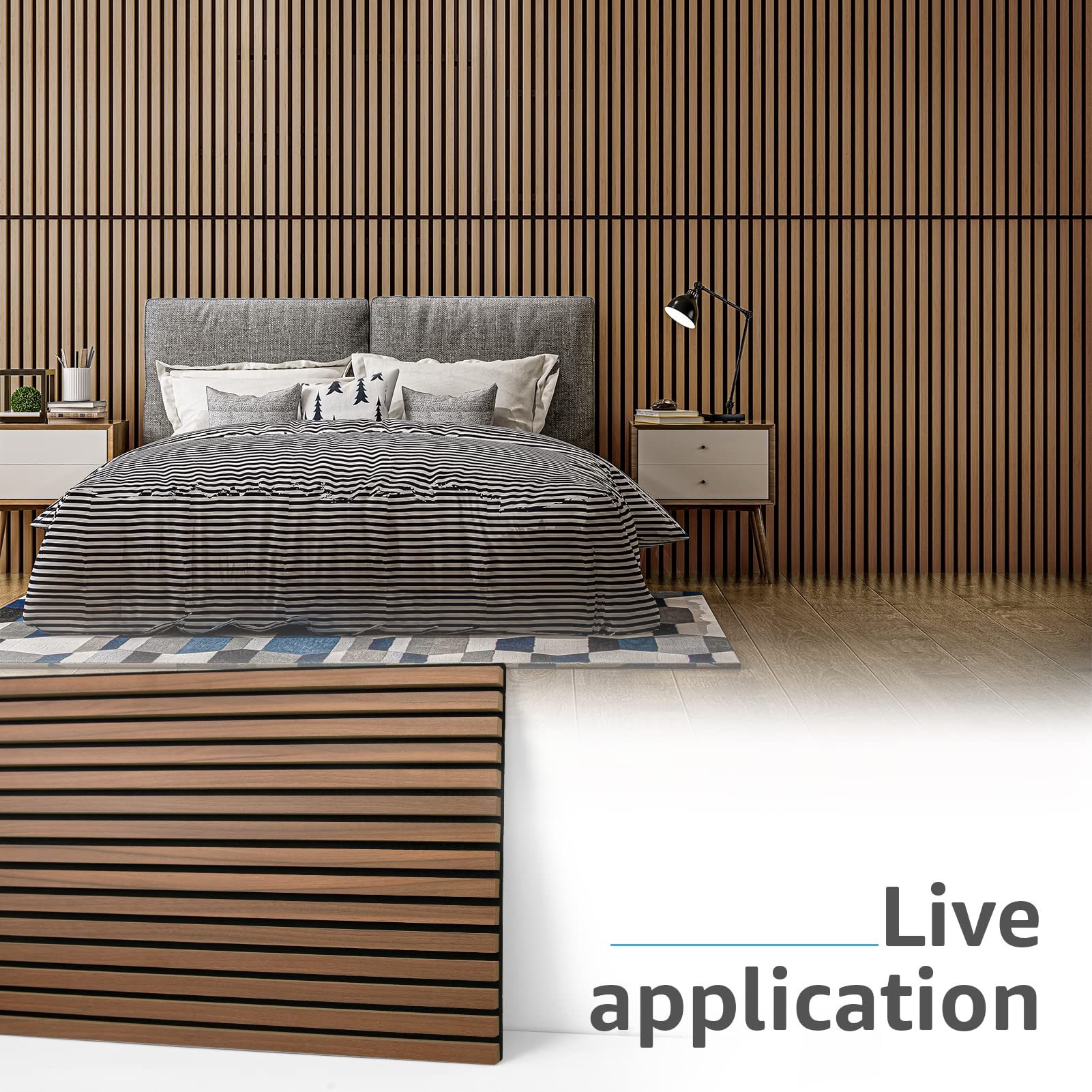 Art3D 2 Wood Slat Acoustic Panels For Wall And Ceiling   3D Fluted Sound Absorbing Panel With Wood Finish   Walnut