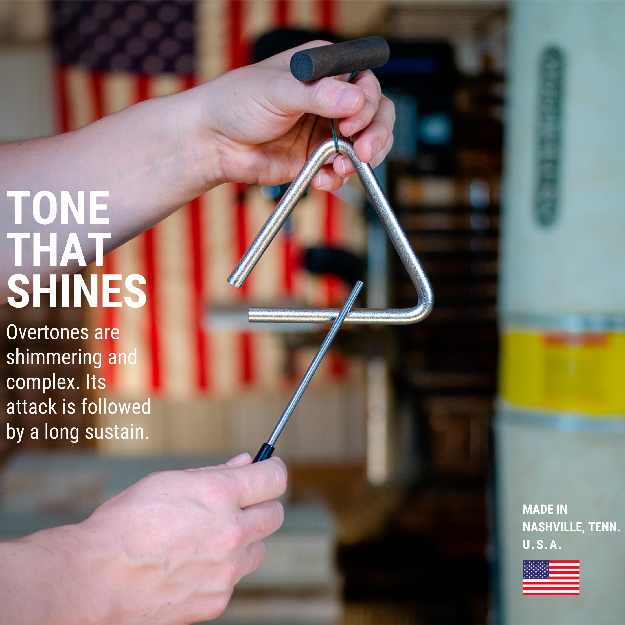 Treeworks Chimes 4'' Triangle Percussion Musical Instrument   Made In U.S.A.   With Beater/Striker And Holder, Professional Stud