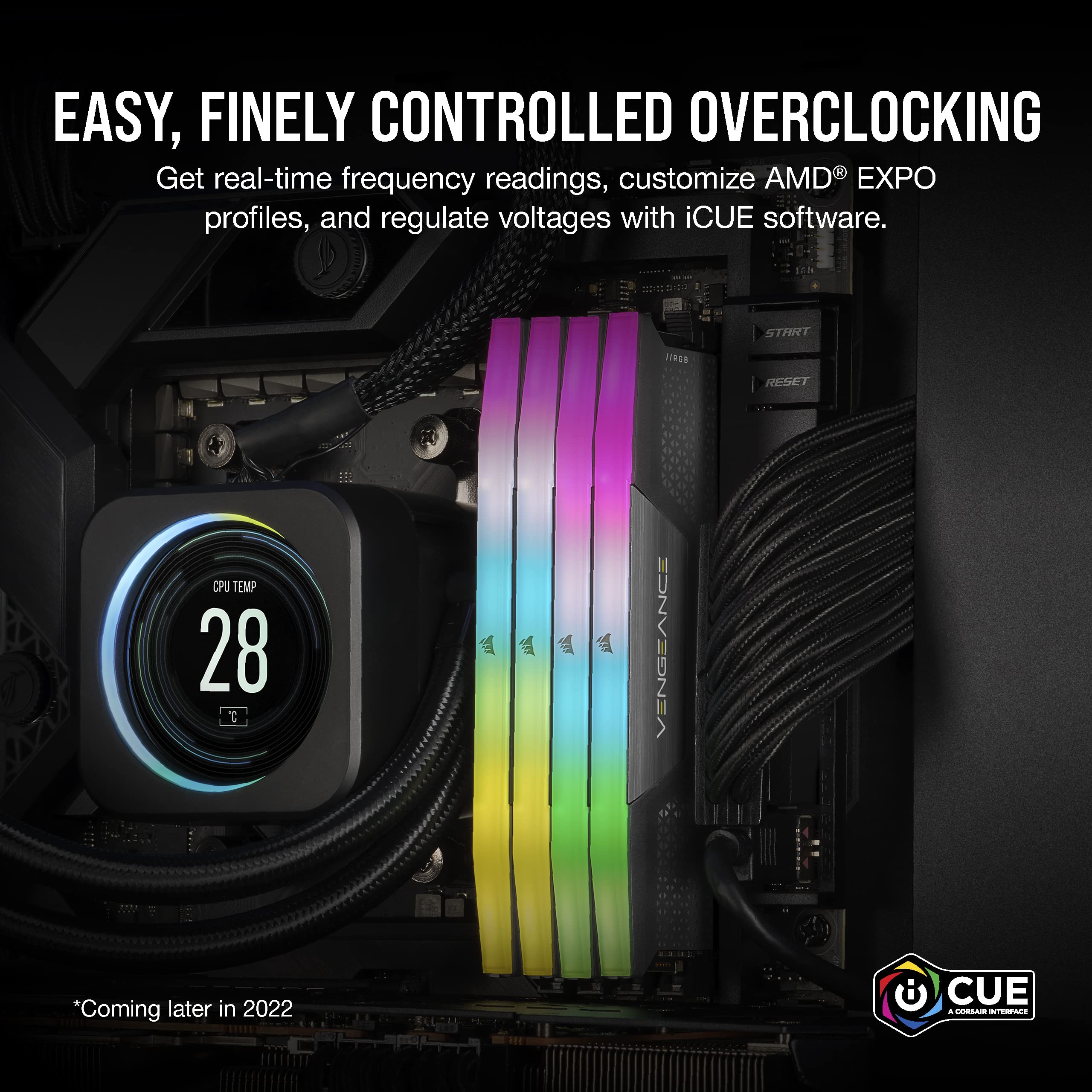Corsair Vengeance Rgb Ddr5 64Gb (2X32Gb) Ddr5 6000Mhz Cl40 Amd Expo Intel Xmp Icue Compatible Computer Memory - Gray (Cmh64Gx5M2