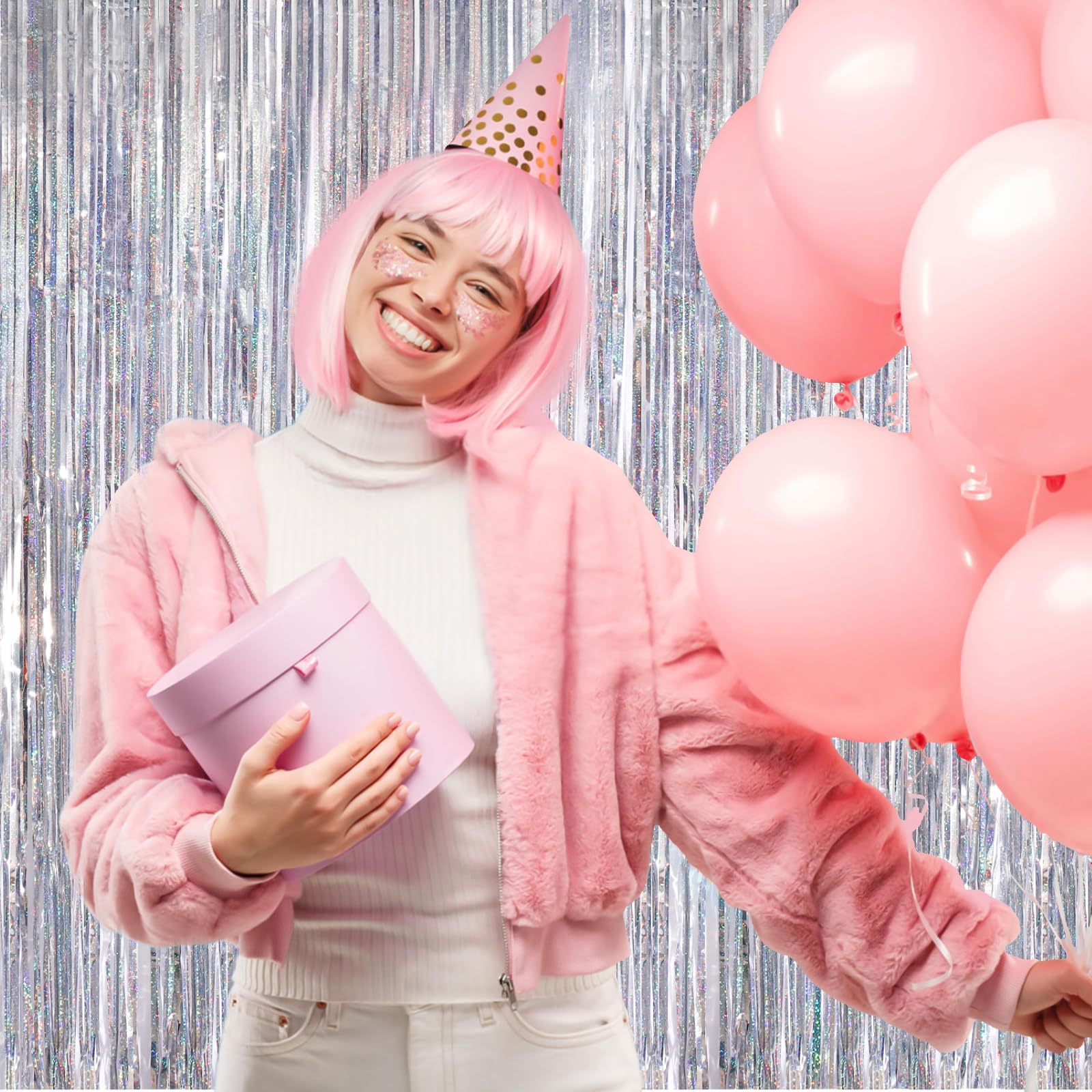 Silver Party Streamers 2Pack Metallic Tinsel Foil Fringe Curtains 3.3X 8.3Ft Party Decors For Photo Booth Photoshoot Bridal Show