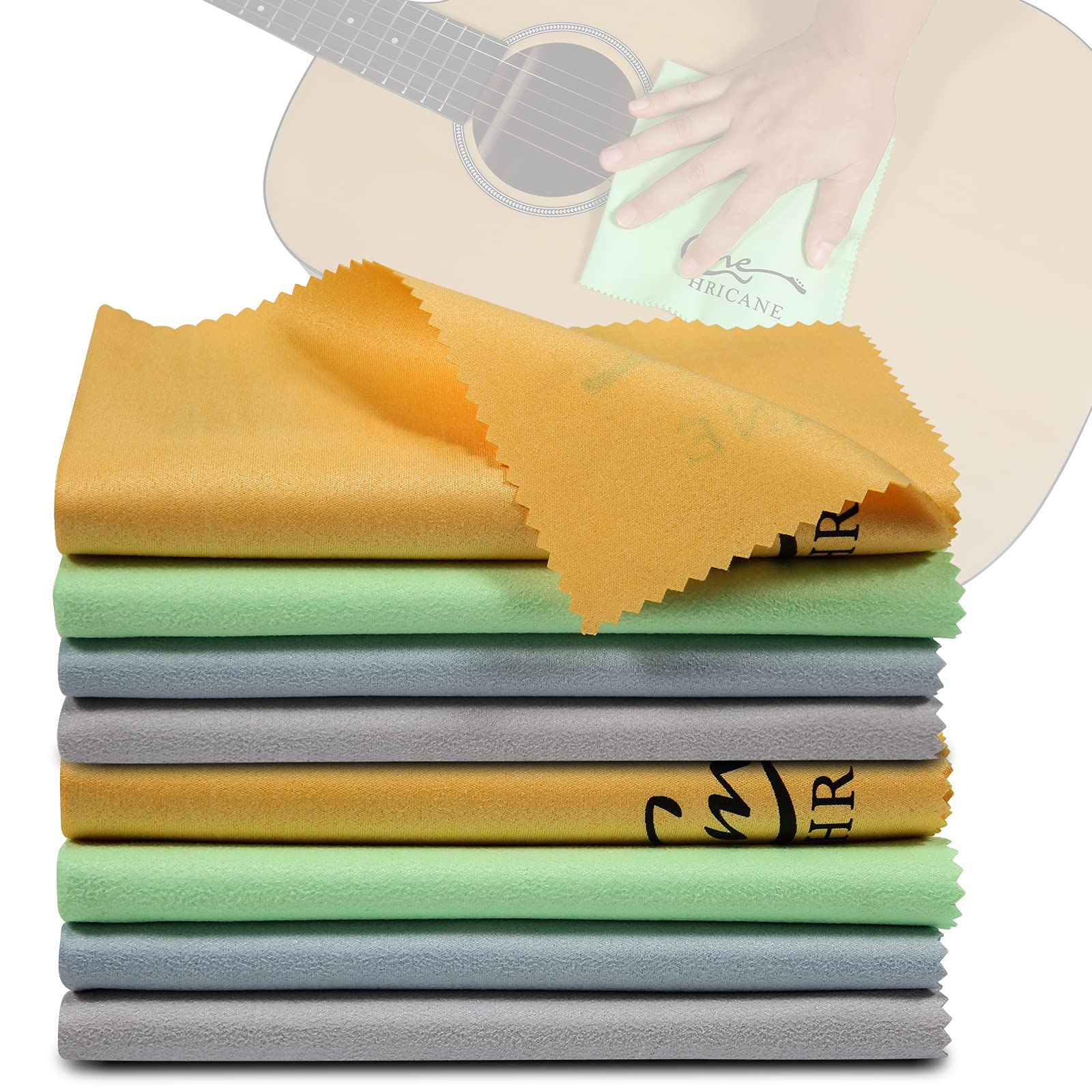 Hricane Guitar Cloths Ultrafine Fiber Suede (8 Pack 12''X12'') Plush Polishing Cloths For Musical Instruments Premium Polishing