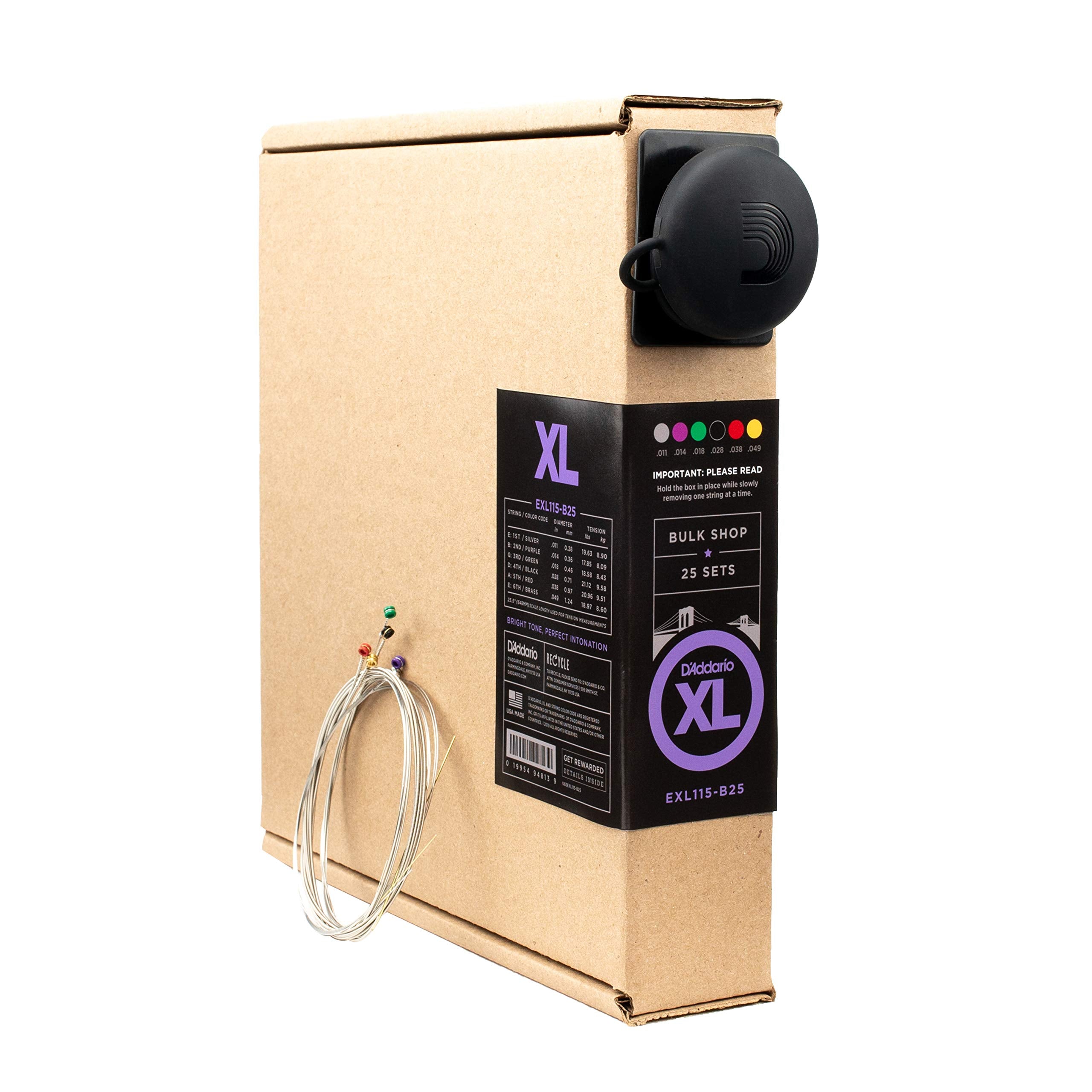 DAddario Electric Guitar Strings, XL Nickel, EXL115-B25, Medium Gauge 11-49, 6-String Set, Pack of 25