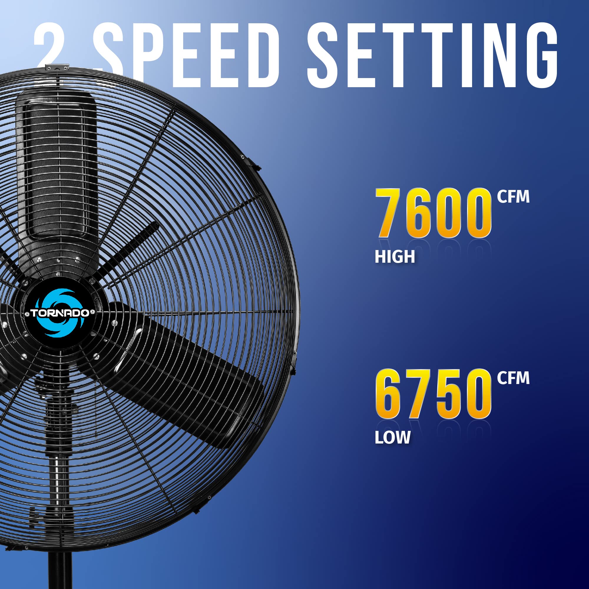 Tornado 24 Outdoor Rated Ipx4 Water-Resistant Metal Oscillating Pedestal Fan - 7600 Cfm - Cetl