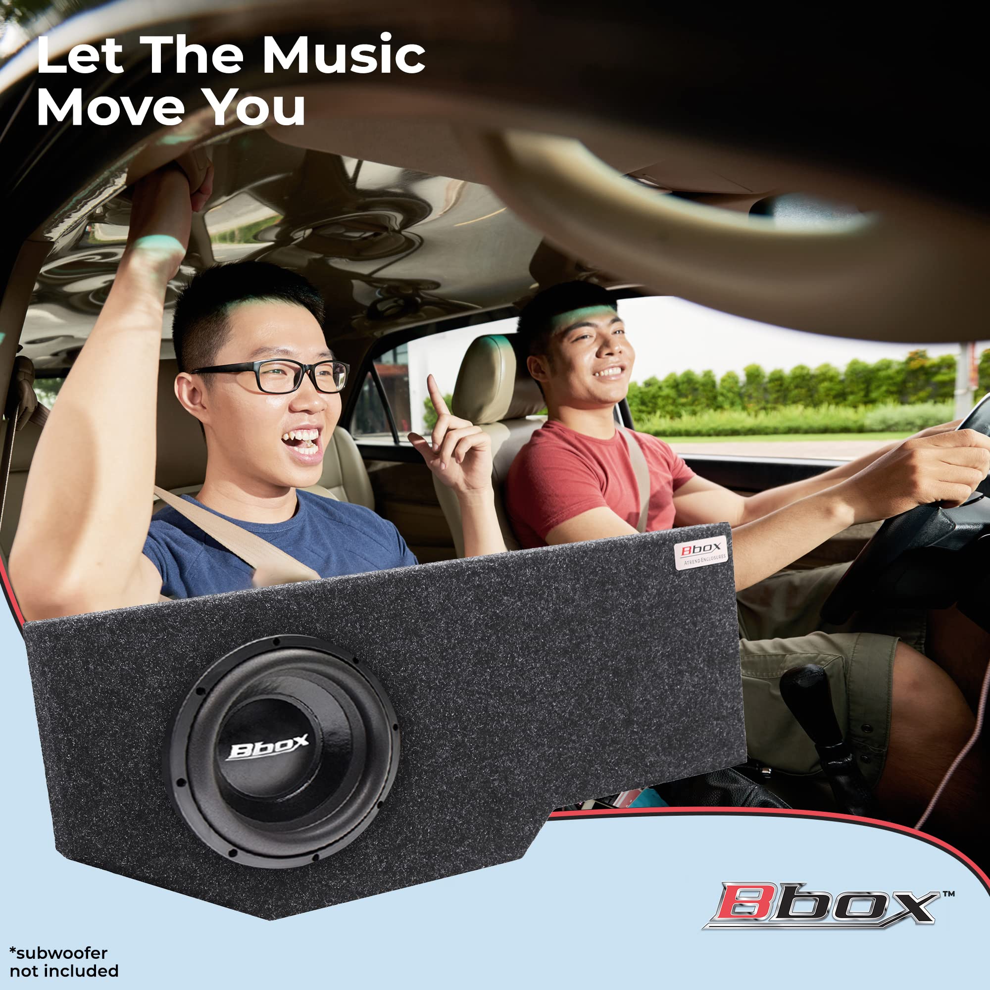 Atrend Bbox Single 10 Inch Subwoofer Sealed Enclosure - Fits 2002 - 2018 Dodge Ram Quad Cab - Carpeted Car Subwoofer Boxes & Enc
