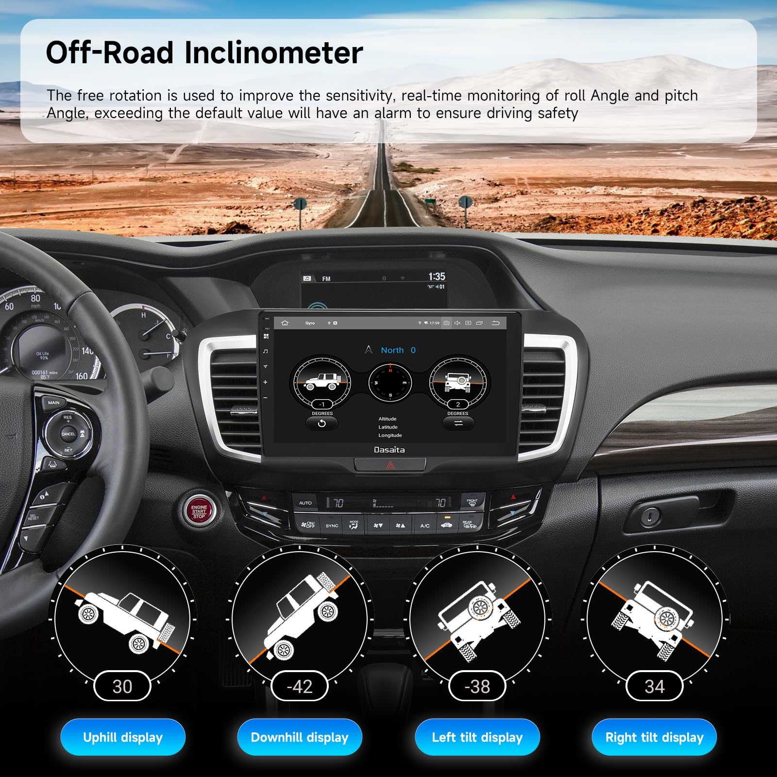 Dasaita Android 13 Car Stereo For Honda Accord 2013 2017 With Wireless Carplay & Android Auto, 10.2'' Touch Screen Head Unit, Gp