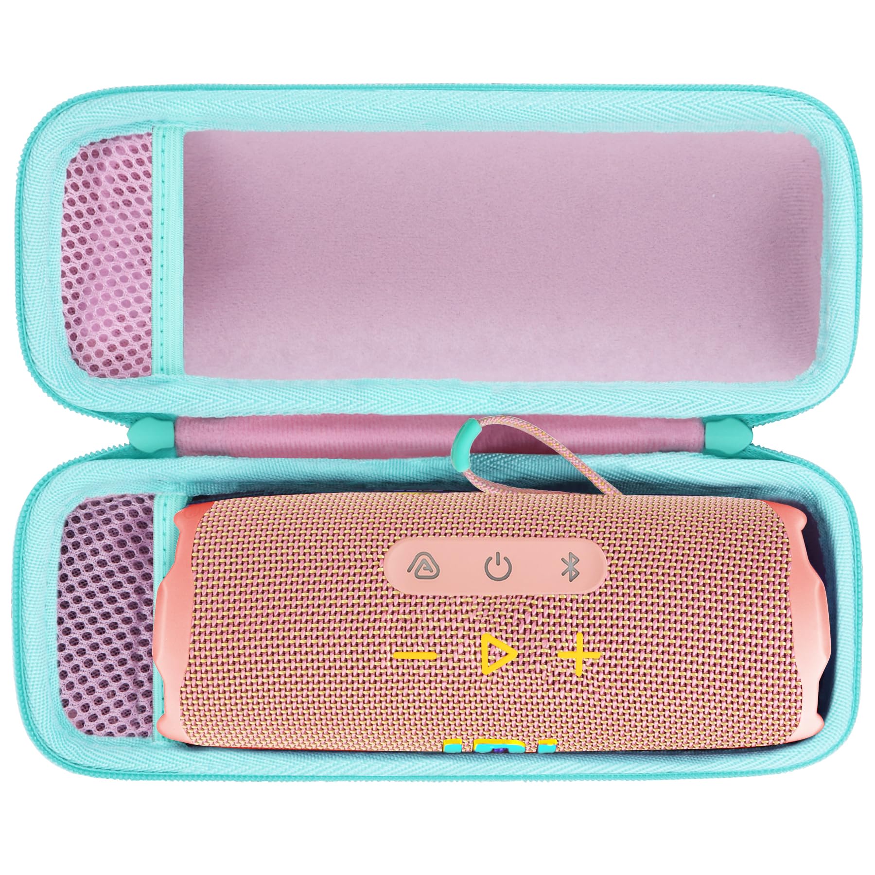 Lebakort Hard Case Compatible With Jbl Flip 7 6 5 4 Waterproof Portable Speaker (Pink + Teal Case)