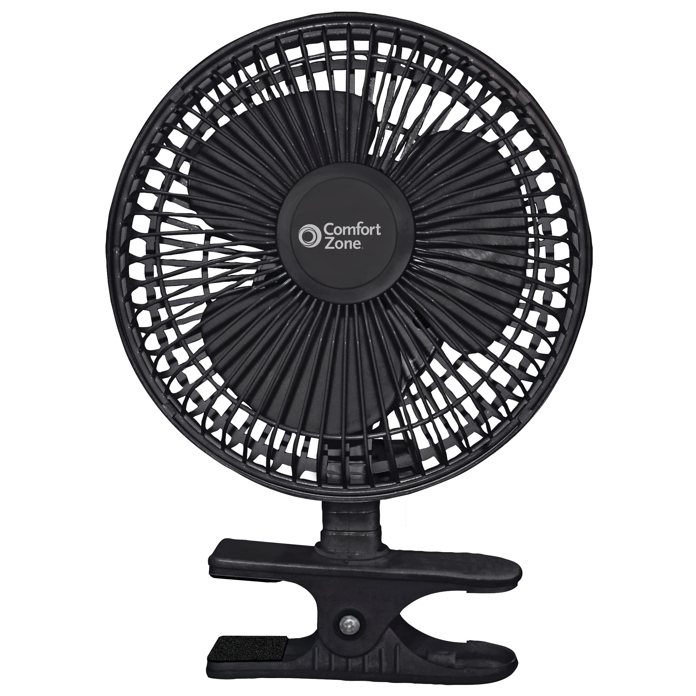 Comfort Zone Portable Clip On Fan With Fully Adjustable Tilt, Electric, 6 Inch, Quiet, Indoor, 2 Speed, Mini Desk Fan, Table Fan