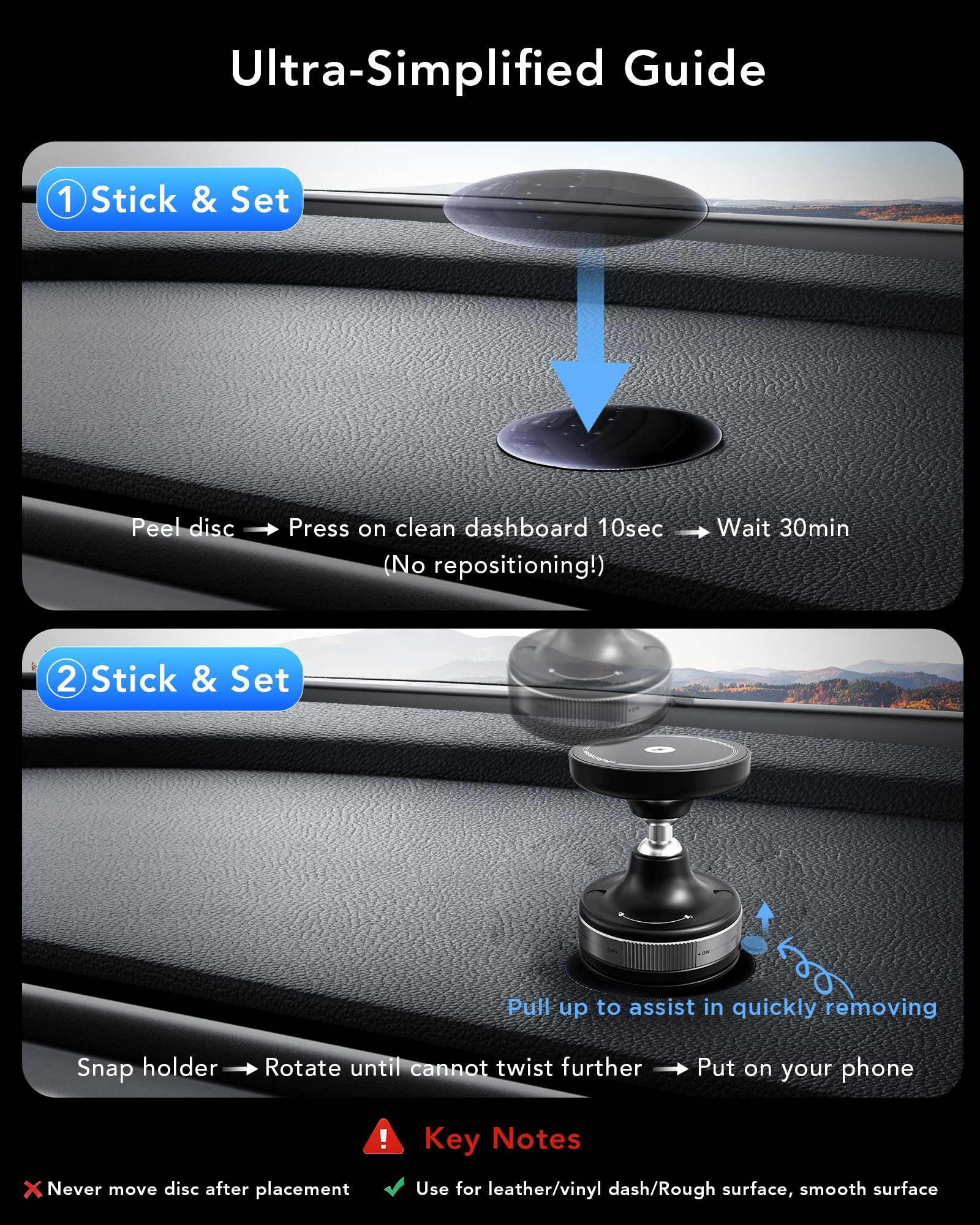 Spguard Upgraded Vacuum Magnetic Car Phone Holder,360 Rotatable 15W Wireless Charger For Car,Suction Cup Phone Mount For Mag-Saf