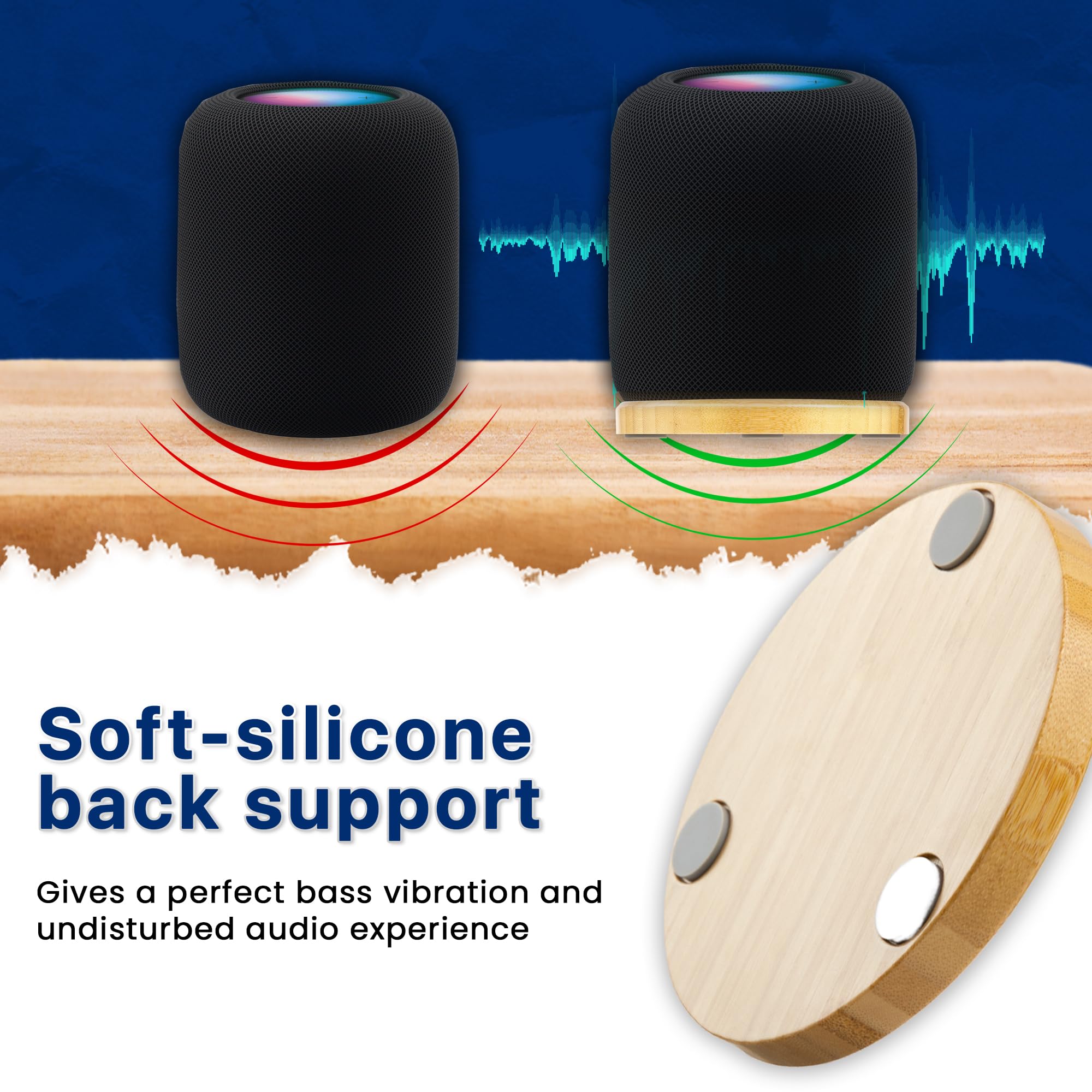 Bangcheer Bamboo Stand For Homepod/Homepod 2 With Non Slip Feet And Scratch Resistant Elegant Space Saving Smart Speaker Bamboo