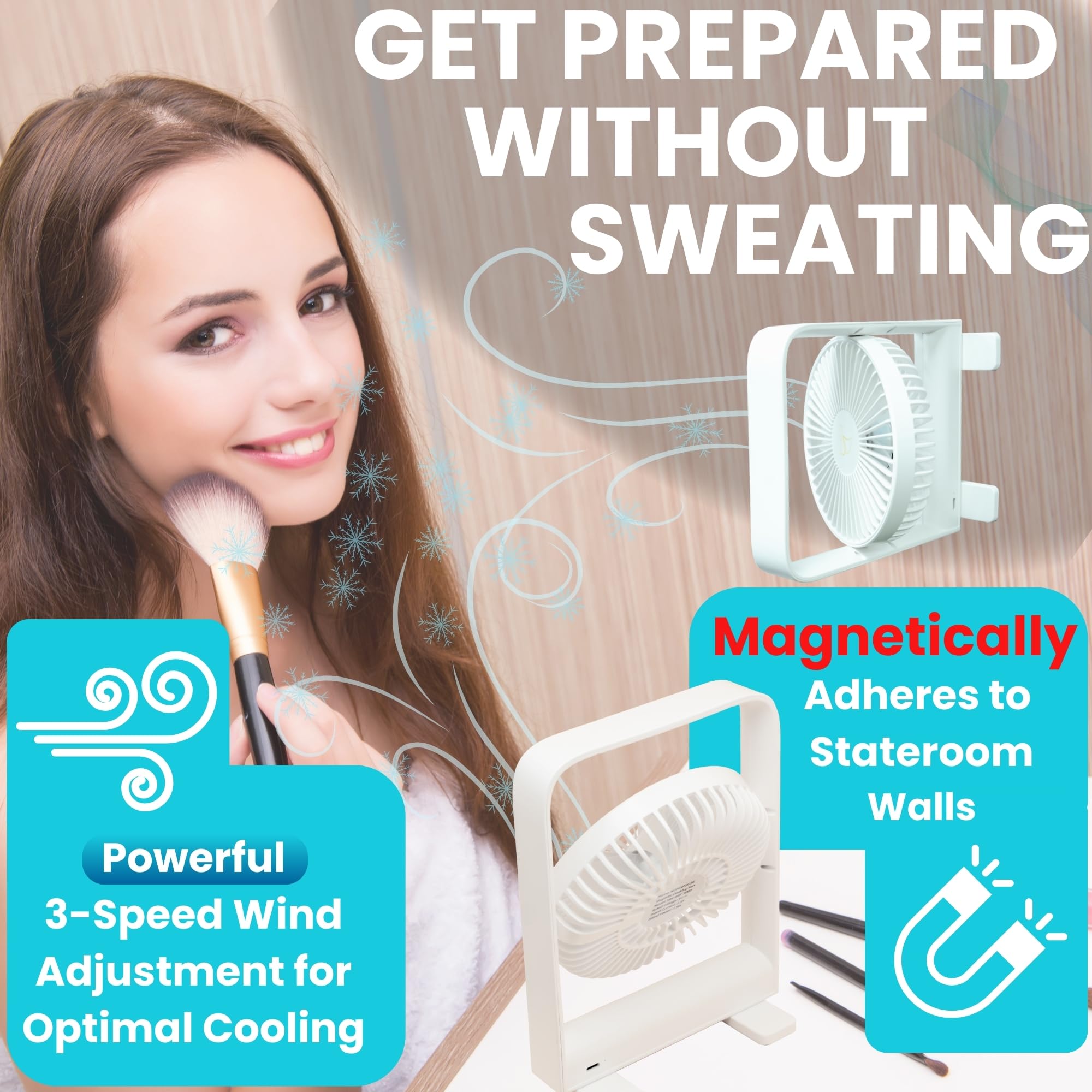 Cruise Ship Approved Fan   Magnetically Sticks On Cabin Ceilings And Walls   Powerful 3 Gear Fan For Cruise Ship Cabin Approved