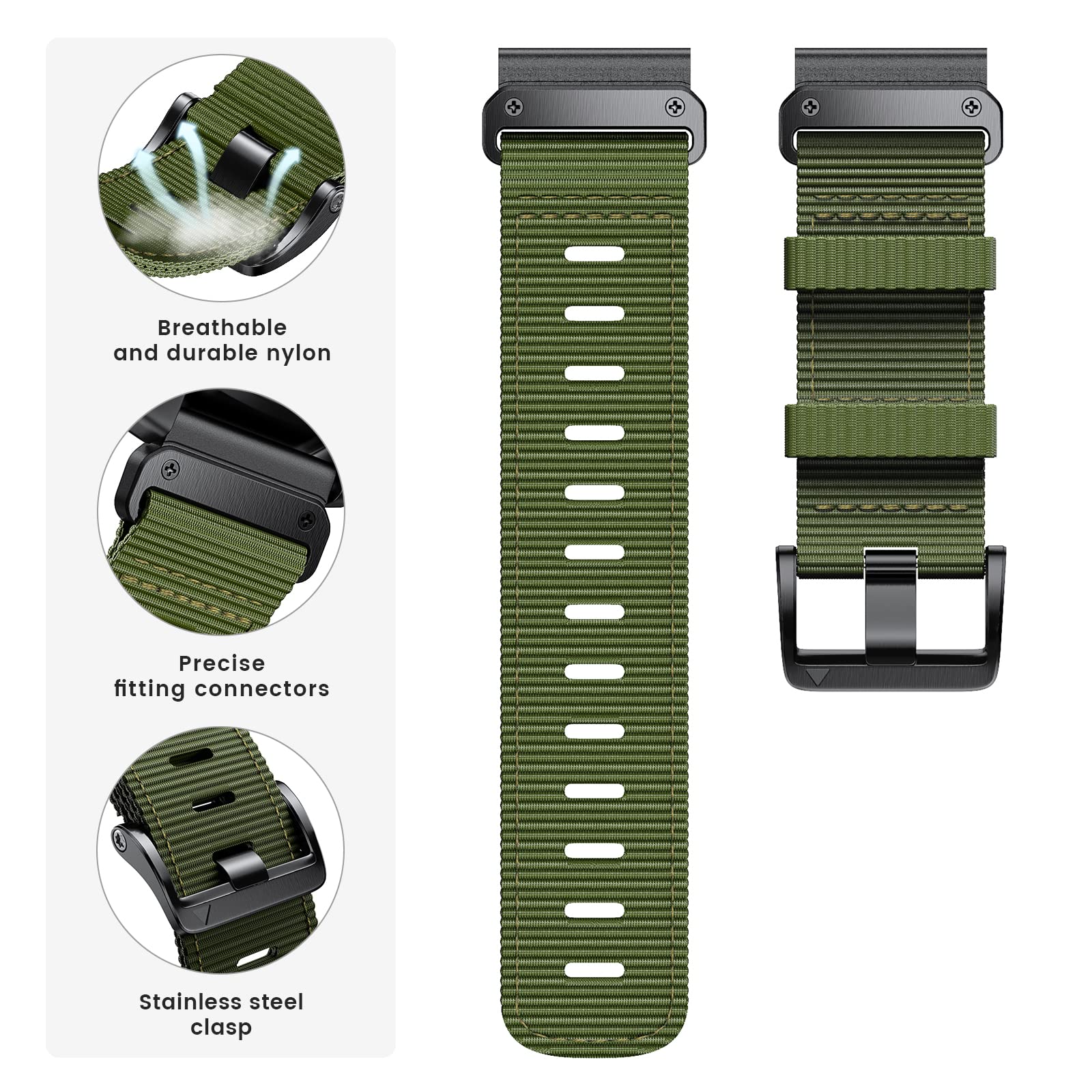 Compatible With Garmin Fenix 6 Watch Band For Fenix 7/Fenix 6 Pro/5, 22Mm Quickfit Nylon Watch Strap For Forerunner 945/965/935/