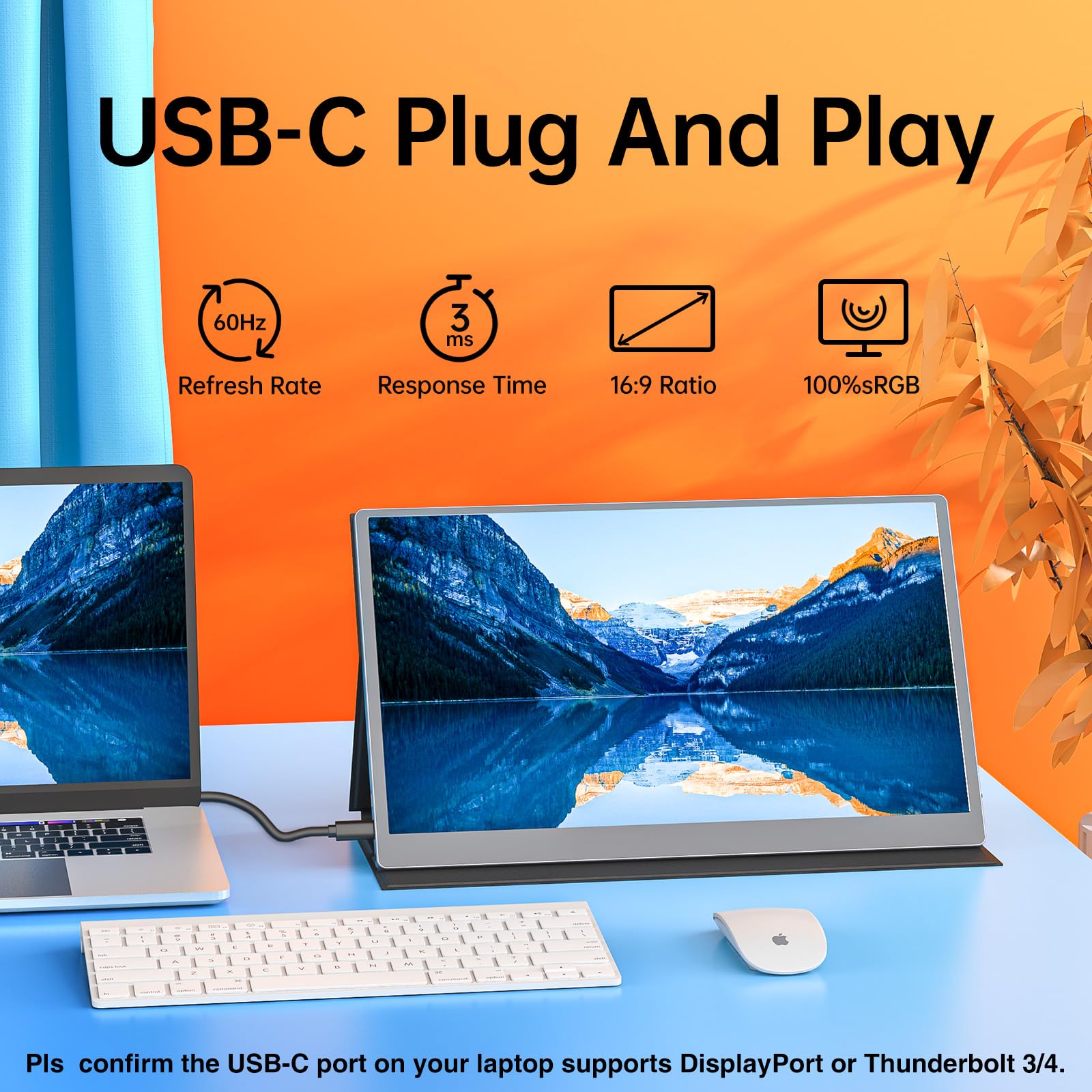 Upperizon Portable Monitor 15.6 Inch 1080P Fhd Hdr Ips Travel Monitor Hdmi Usb C Portable Monitor For Laptop Macbook Pc Surface