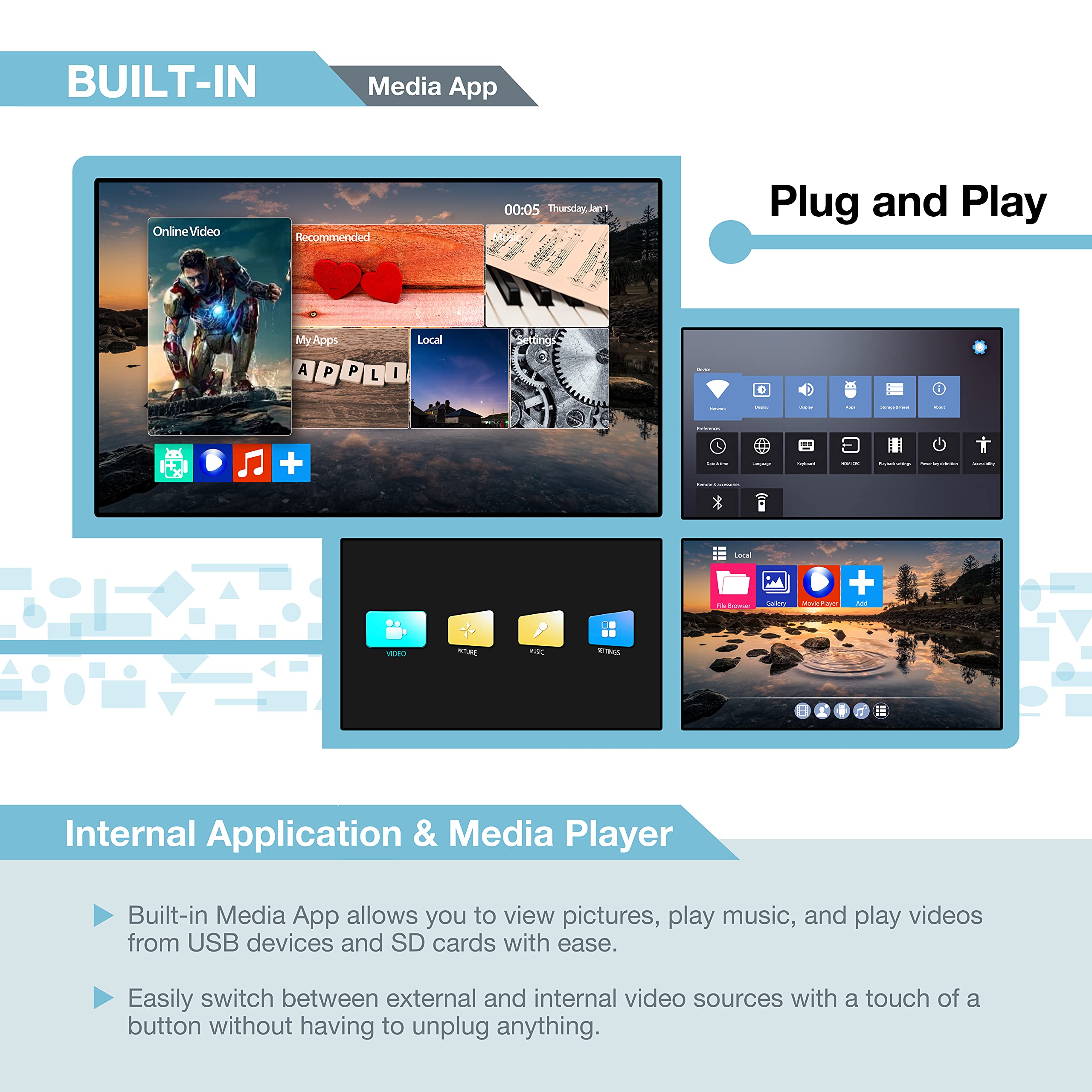 Expert Connect 3X3 Video Wall Controller With Media Player | 1080P, Hdmi 1.4, Hdcp1.4 Compliant | 1 Hdmi Input & 9 Outputs | 1X2, 1X3, 1X4, 2X1, 2X2, 2X3, 2X4, 3X1, 3X2, 3X3, 4X1, 4X2