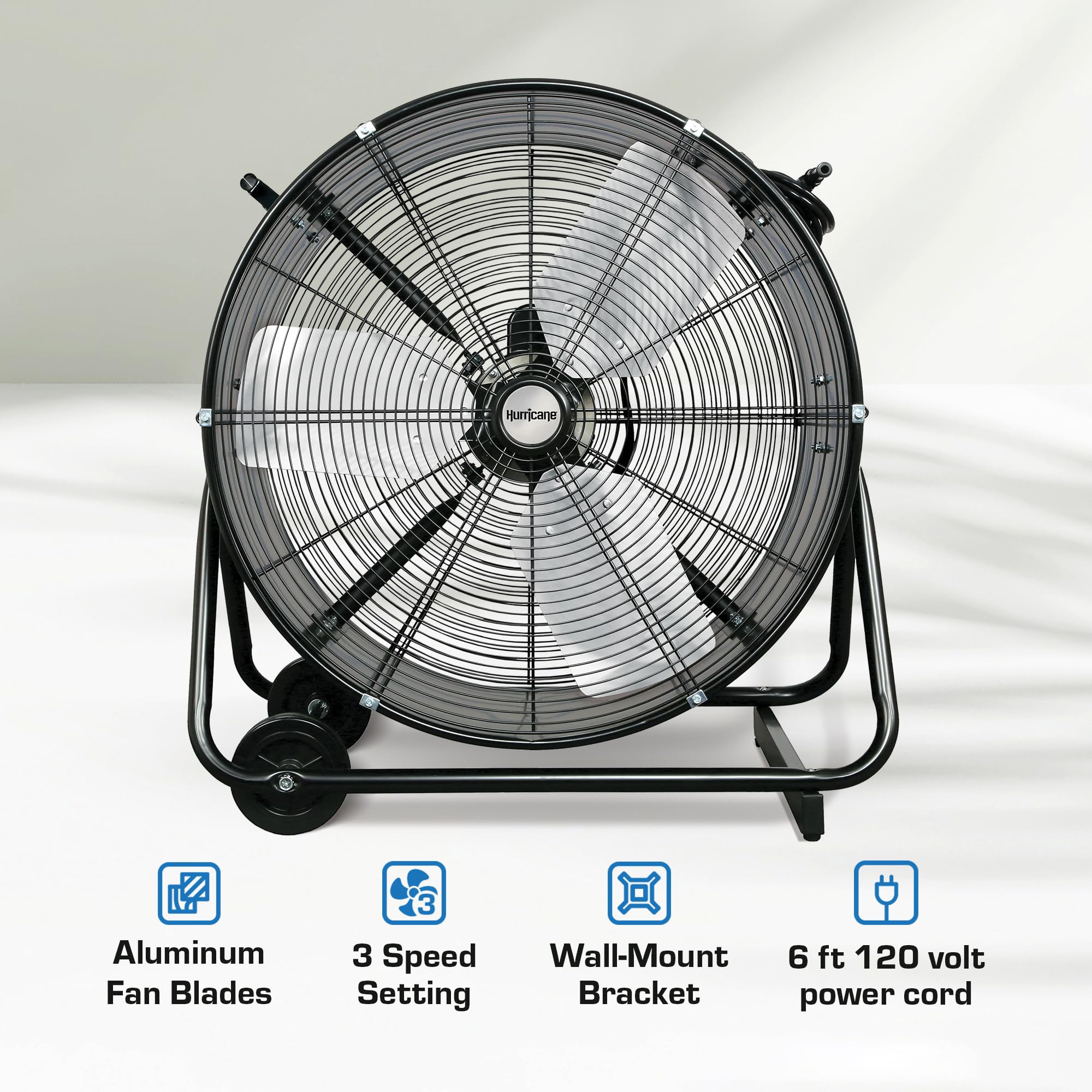 Hurricane Pro 24    Heavy Duty Drum Fan   Powerful 7195 Cfm Airflow, Adjustable Tilt, All Metal Construction For Home, Garage, G