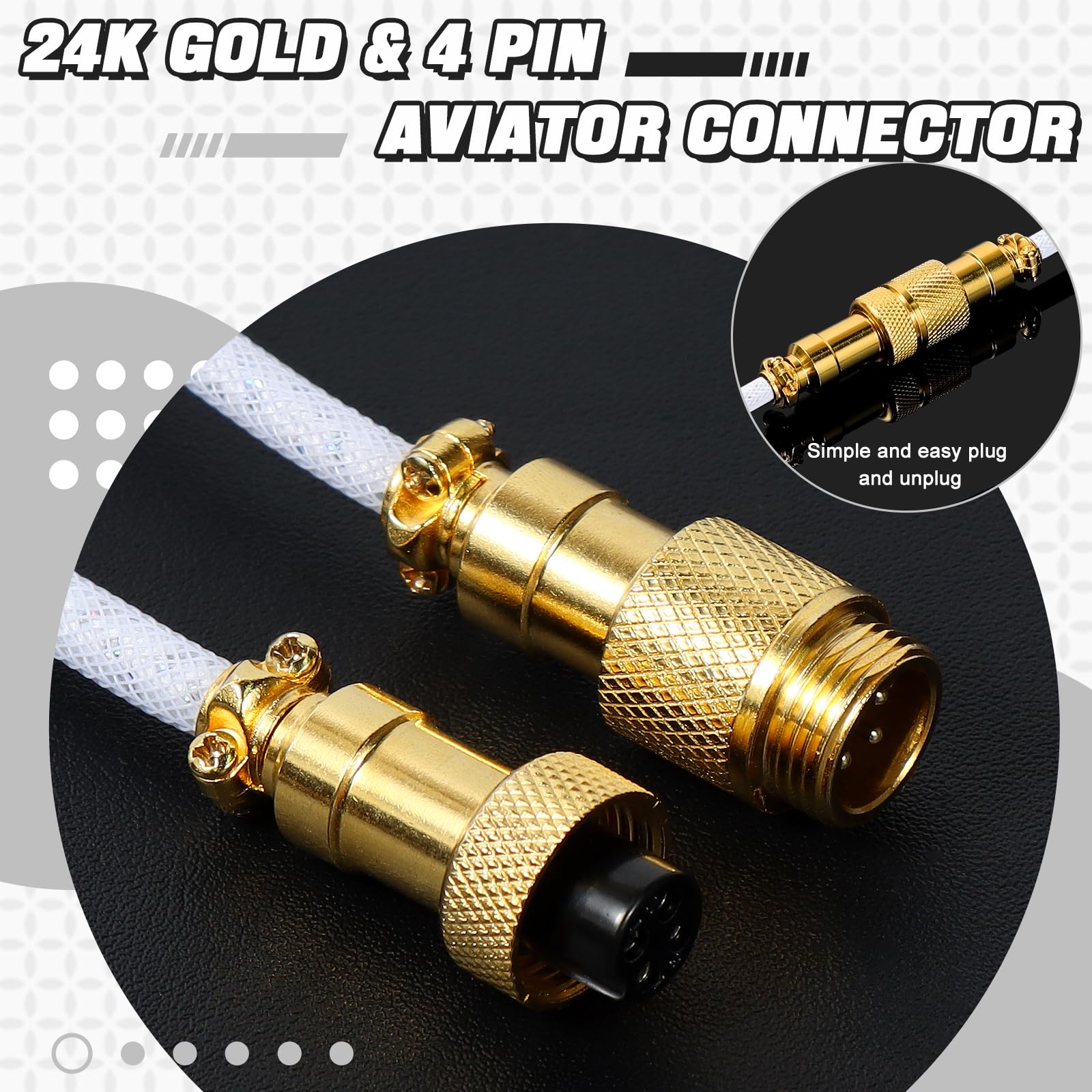 C03 Custom Coiled Usb C Cable For Gaming Keyboard,Detachable Double Sleeve Braided Keyboard Cables1.7M 2.2M Coiled Usb C To A Ca