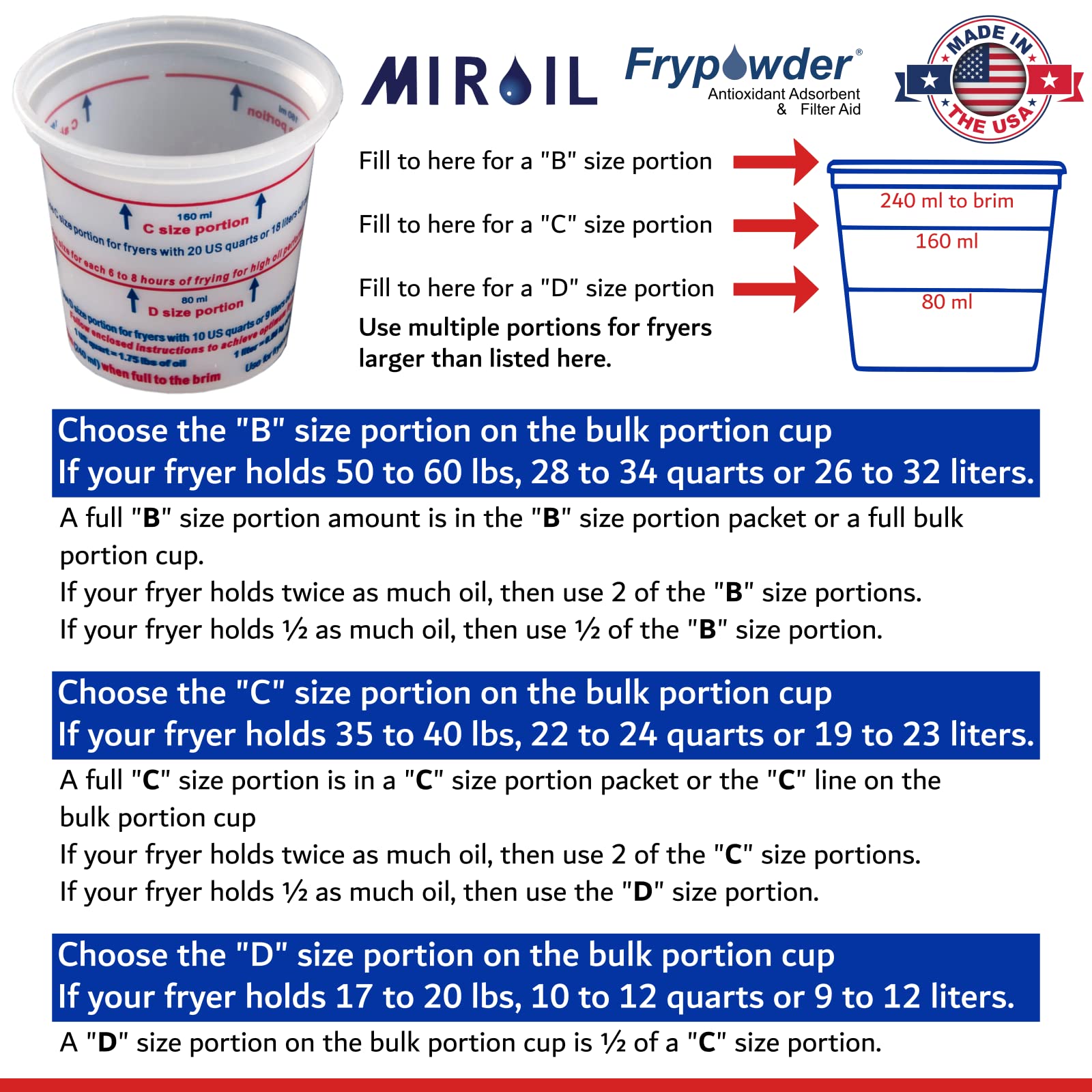 Miroil L106 8 Gal   Bulk Saver   2 X L104 Boxes Of Fry Powder Oil Stabilizer And Filter Aid, Cs Of 2 X 4 Gallons Of Powder   Fry