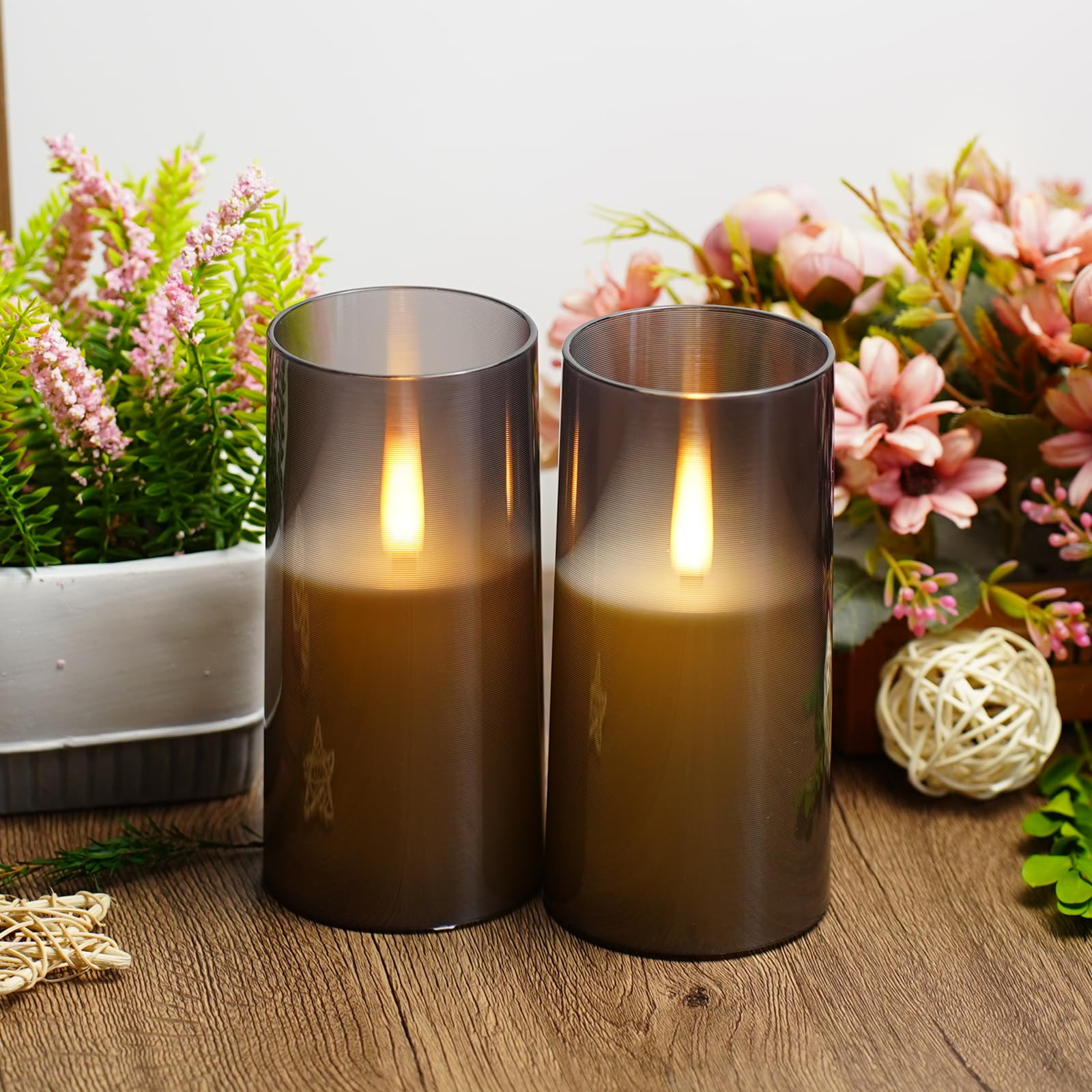 Jinyania Flameless Led Candles, Upgraded Realistic Flickering Flame Pillar Candles, Battery Operated Candles With Remote Timer,