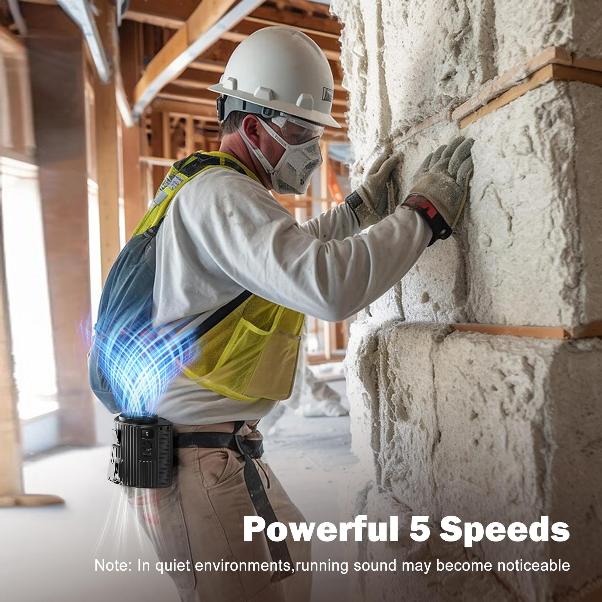 Amacool Portable Waist Fan, 11000Rpm Strong Airflow With 5 Speeds, 20Hrs Cooling, Personal Waist Clip Fans, Hands-Free Shirt Fan