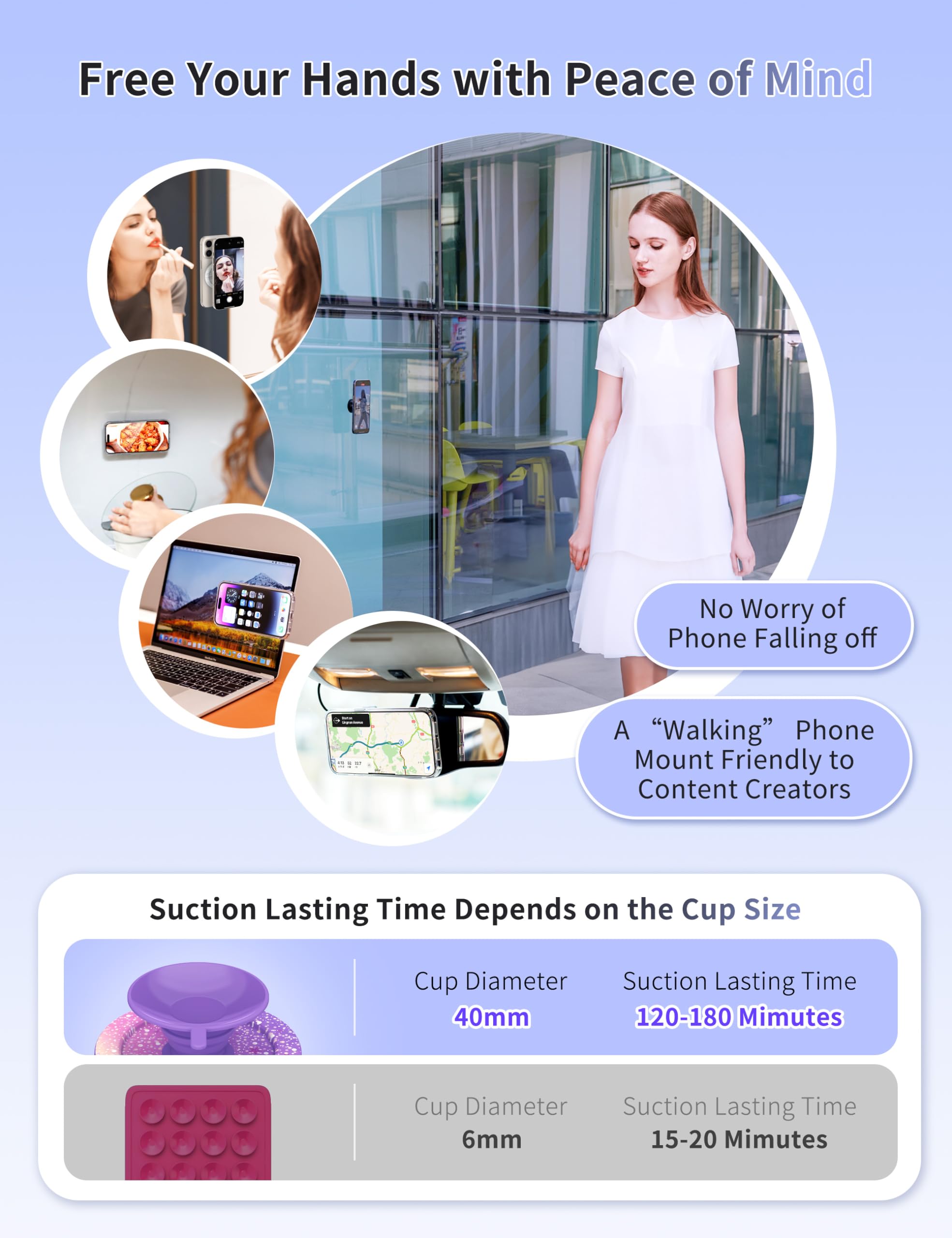 Profezzion Stylish Suction Cup Magnetic Phone Mount For Magsafe Case, Silicone Octo Cup Buddy Sticky Grip For Iphone & Android,