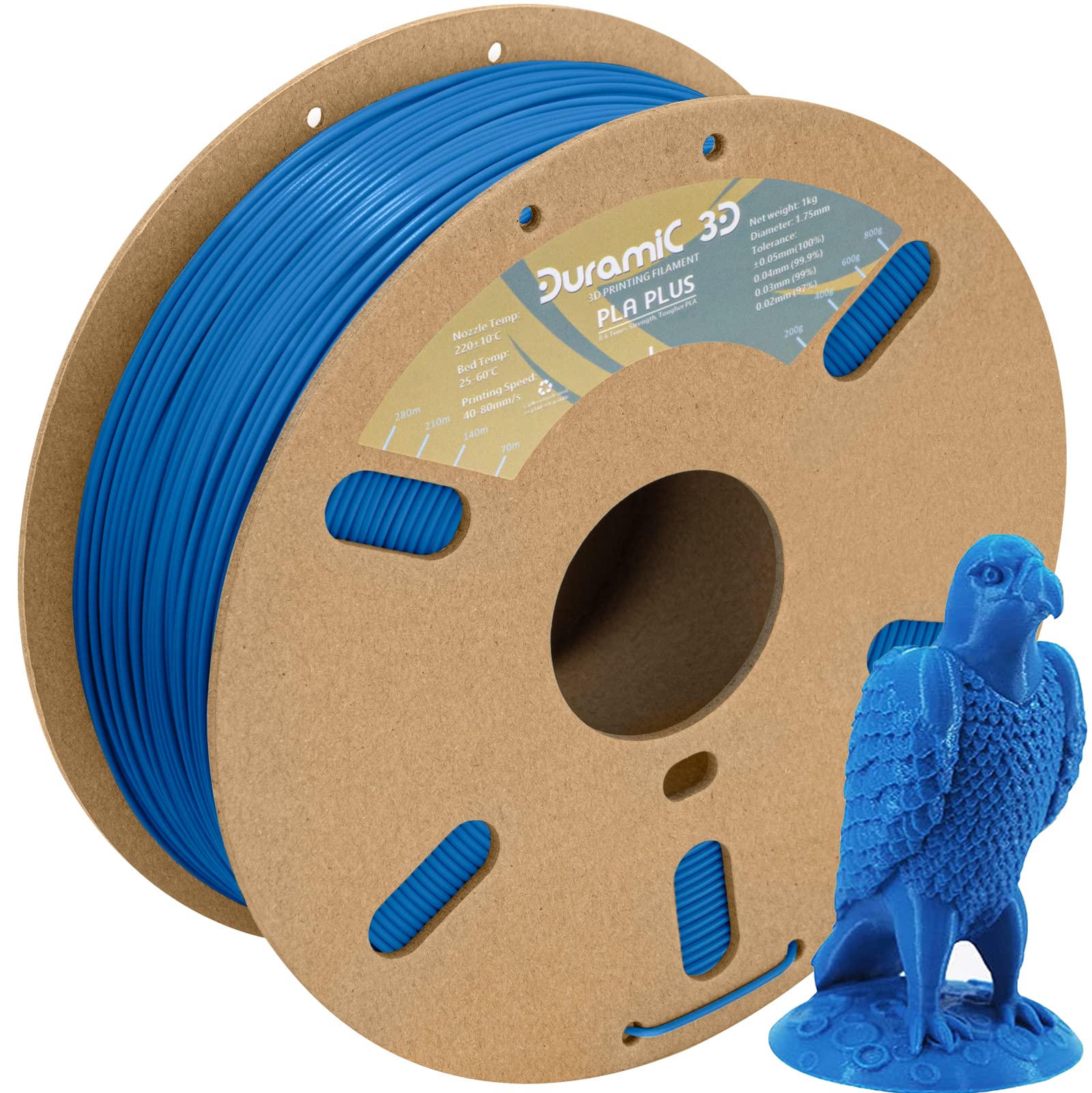 Duramic 3D Pla Plus Filament 1.75Mm Blue 1Kg, 1.75 Pla Pro 3D Printer Filament 8 Times Strength, 1Kg Cardboard Spool 3D Printing
