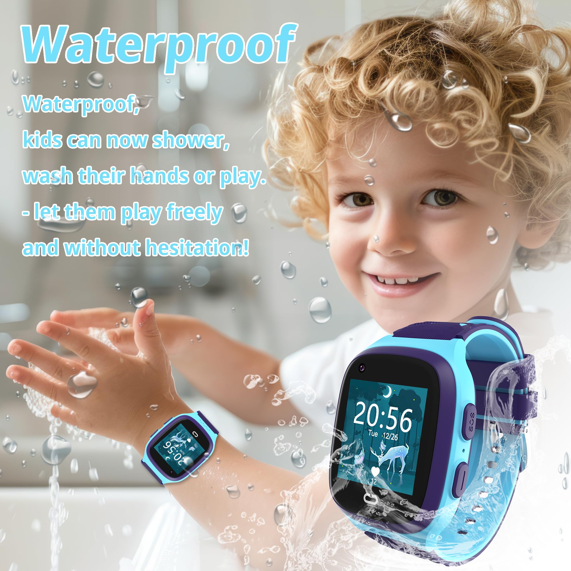 Tixpc 4G Kids Smart Watch For Boys With Gps Tracker Location Cell Phone Sos Calling Waterproof Voice Chat Alarm Clock For Ages 5