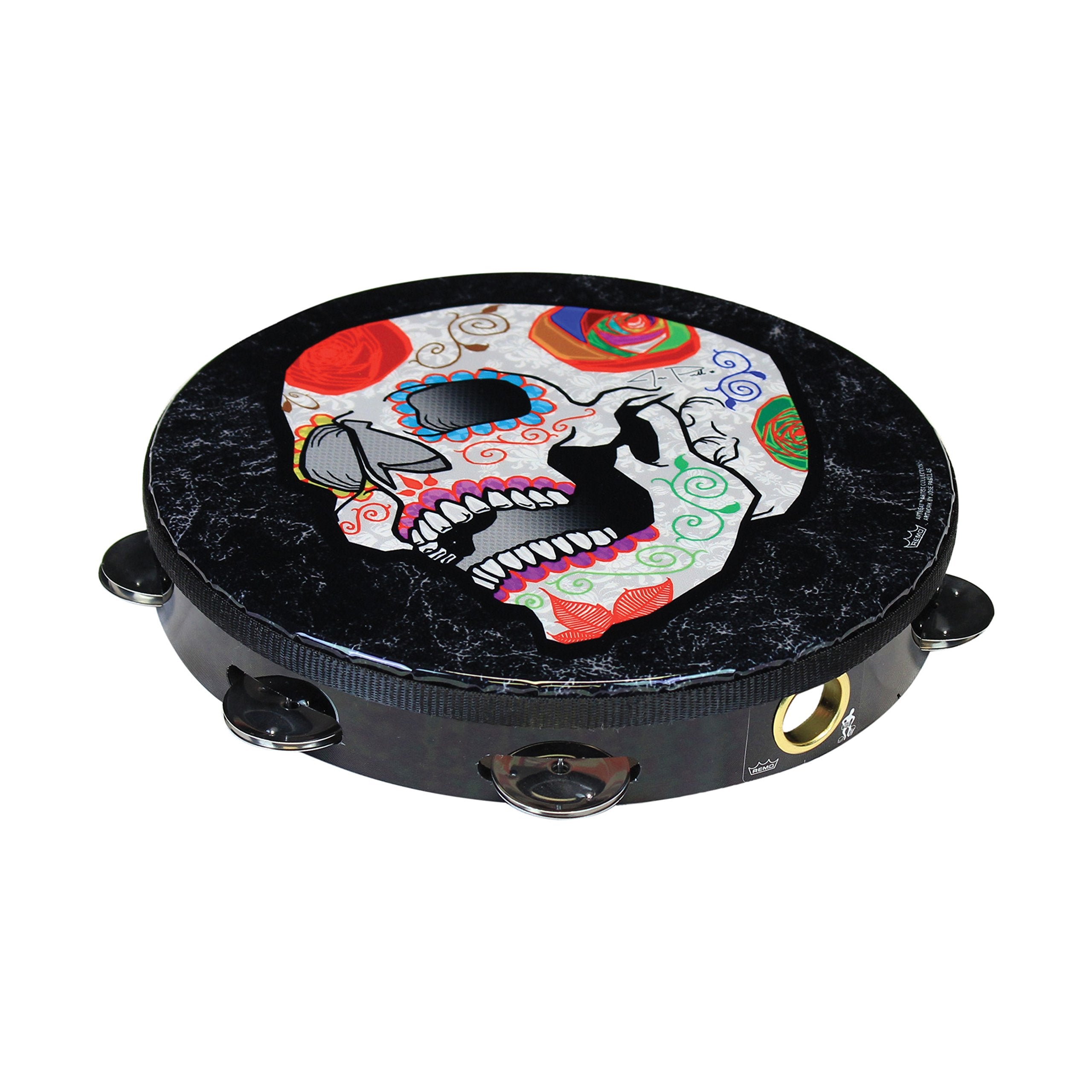 Remo TA911070AB002 Artbeat Artist Collection Tambourine  Jose Pasillas, Candy Skull