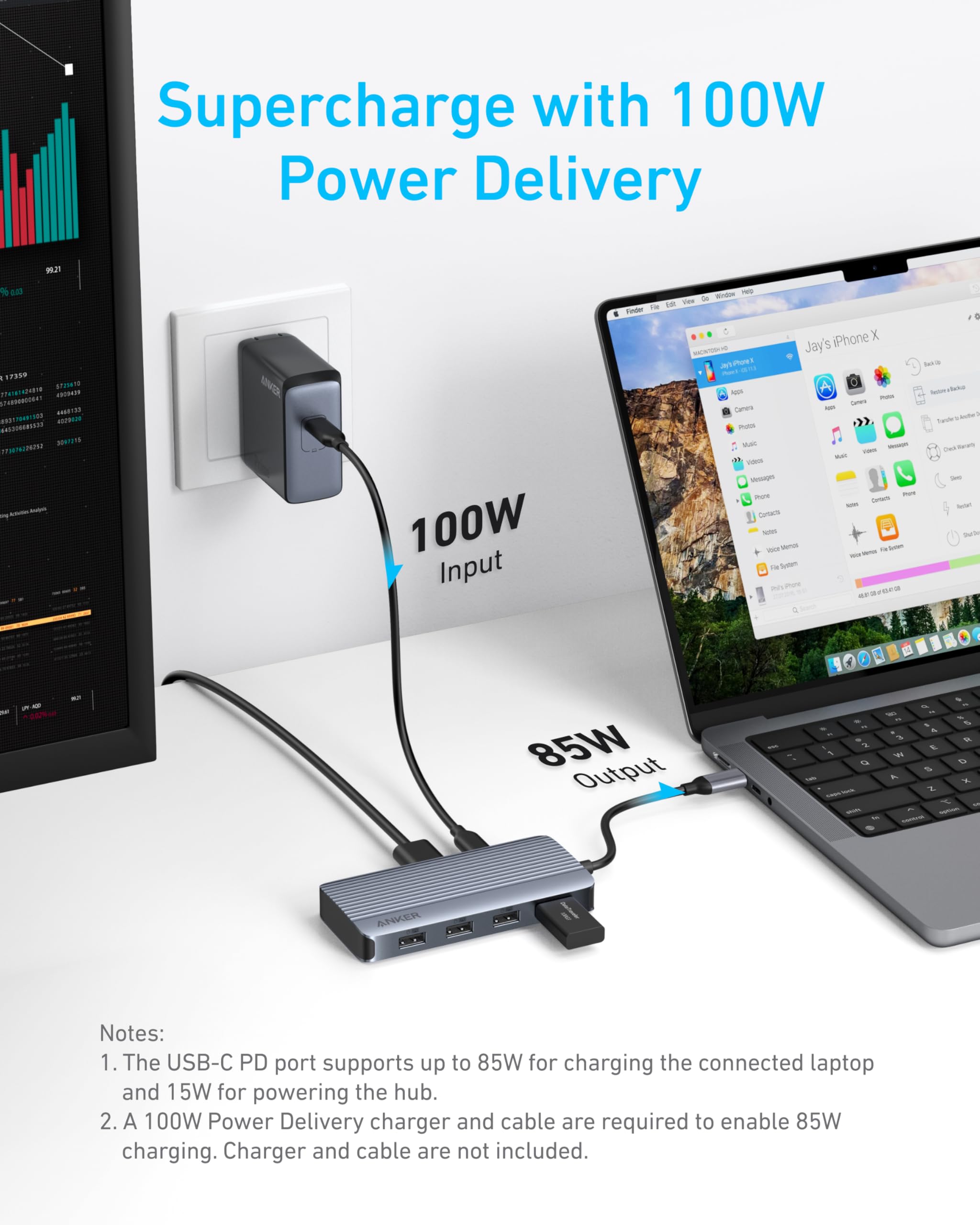 Anker 7 In 1 Usb C Hub, Dual Monitor Usb C Docking Station, Dual Hdmi Display, 100W Power Delivery, 10Gbps Data Transfers, Usb P