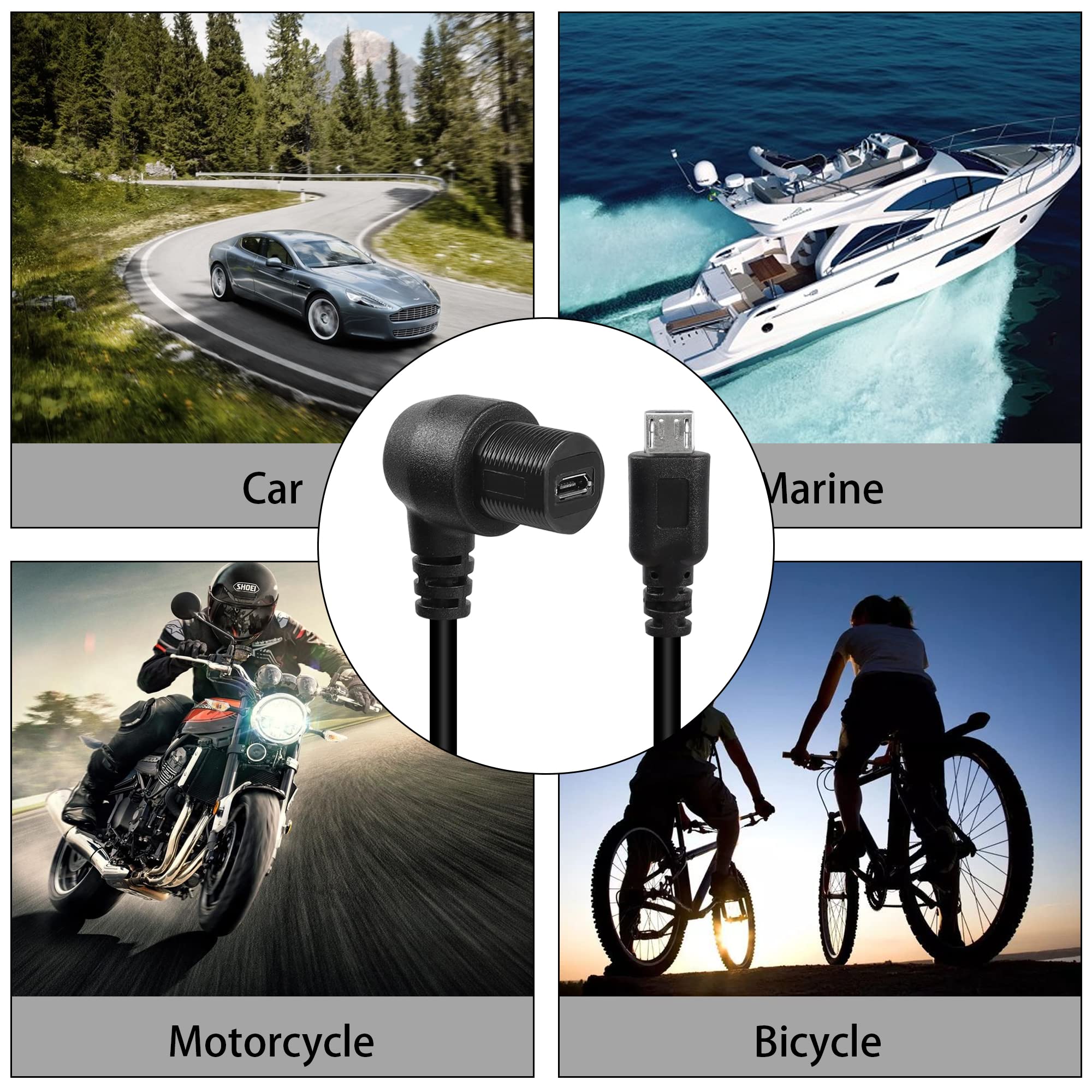 Qianrenon 90 Right Usb Panel Flush Mount Waterproof Extension Cable Micro Usb 5 Pin Angle Micro Male To Female Connector For Fix