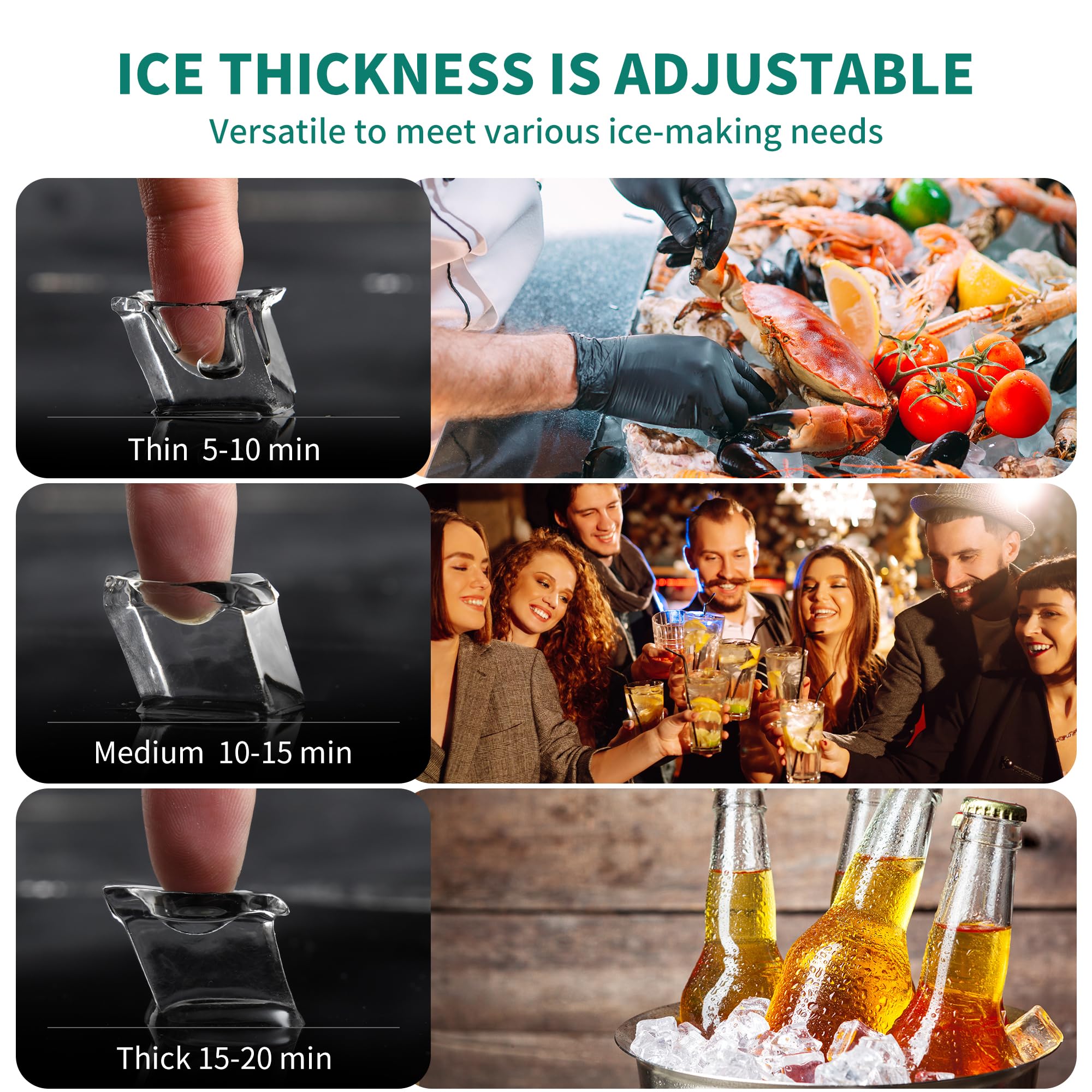 Yitahome 120Lbs Commercial Ice Maker Machine Etl & Doe Certificated, Under Counter Ice Machine Commercial, Big Ice Makers Freest