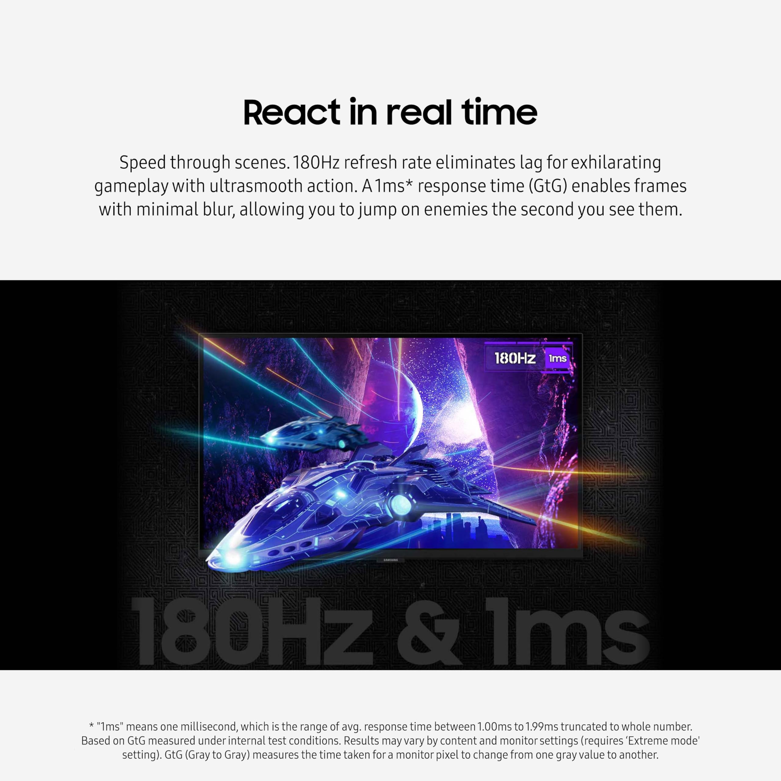 Samsung 32 Inch Odyssey G50D Series Qhd Fast Ips Gaming Monitor, 1Ms, Vesa Displayhdr 400, 180Hz, Amd Freesync, Adjustable Stand