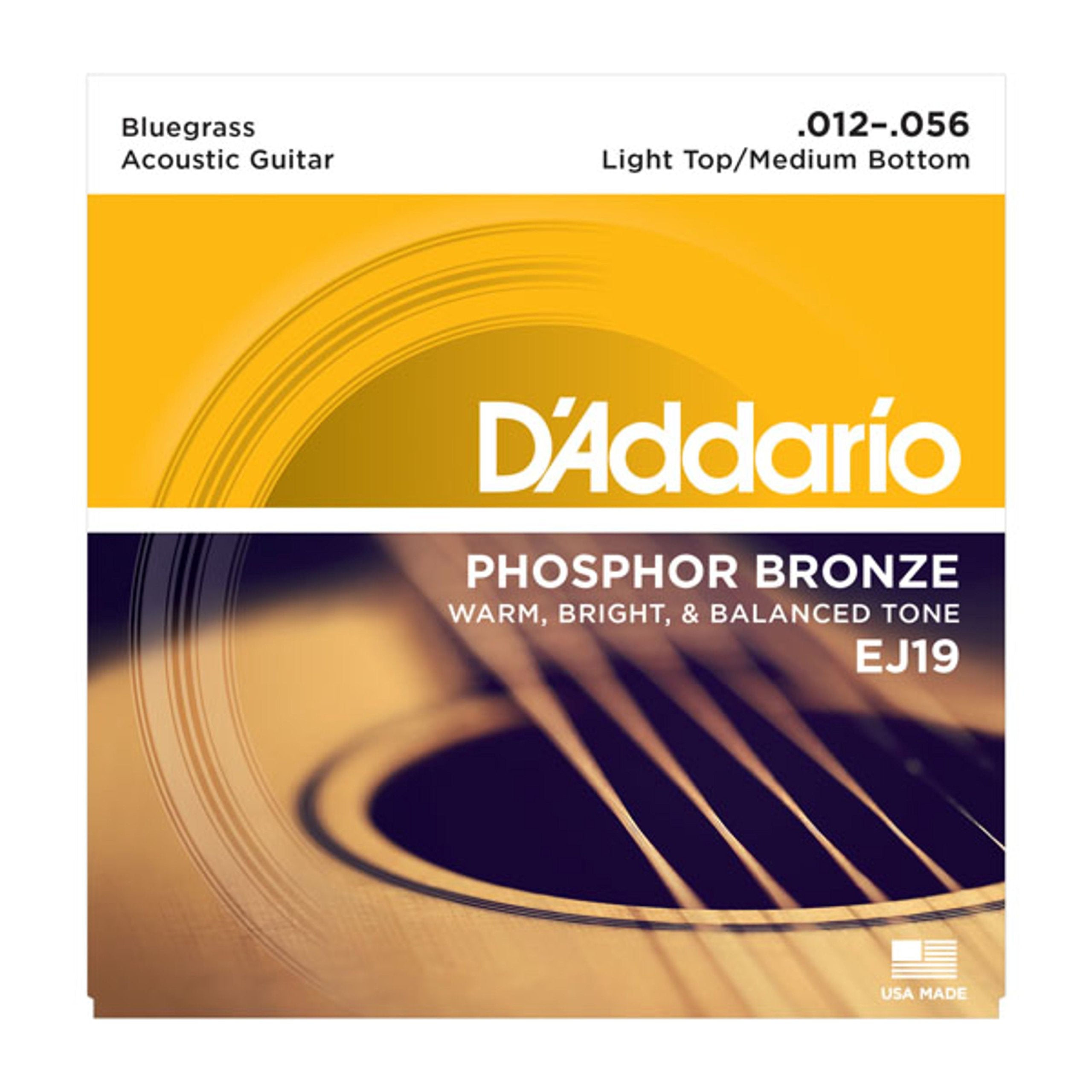 Daddario Guitar Strings   Phosphor Bronze Acoustic Guitar Strings   Ej19   Rich, Full Tonal Spectrum   For 6 String Guitars   12