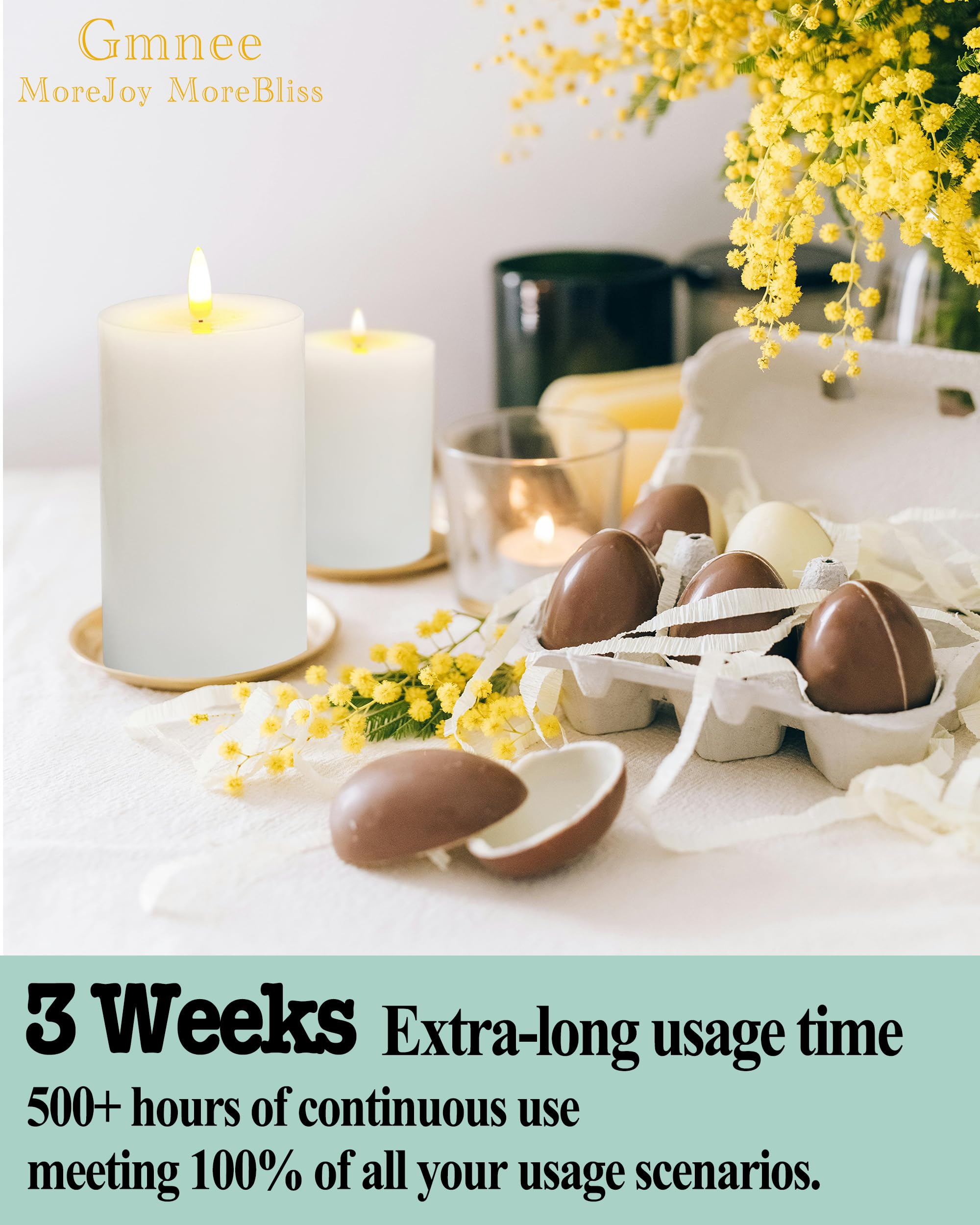 Gmnee 4''X12'' Flickering Flameless Candles With Remote Timer, 4'' Diameter Extra Large White Pillar, Wax, 1 Pack Tall Battery O