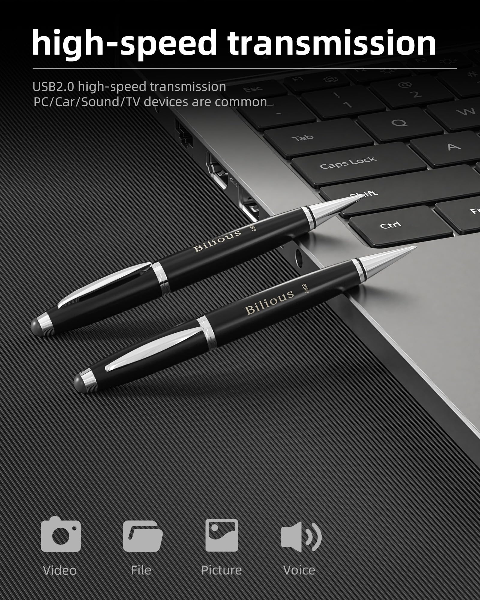 Bilious Usb Flash Drive, Usb 2.0 2Pcs Thumb Drive Portable Pen Design Usb Memory Stick, Waterproof Jump Pen Drive For Storage An