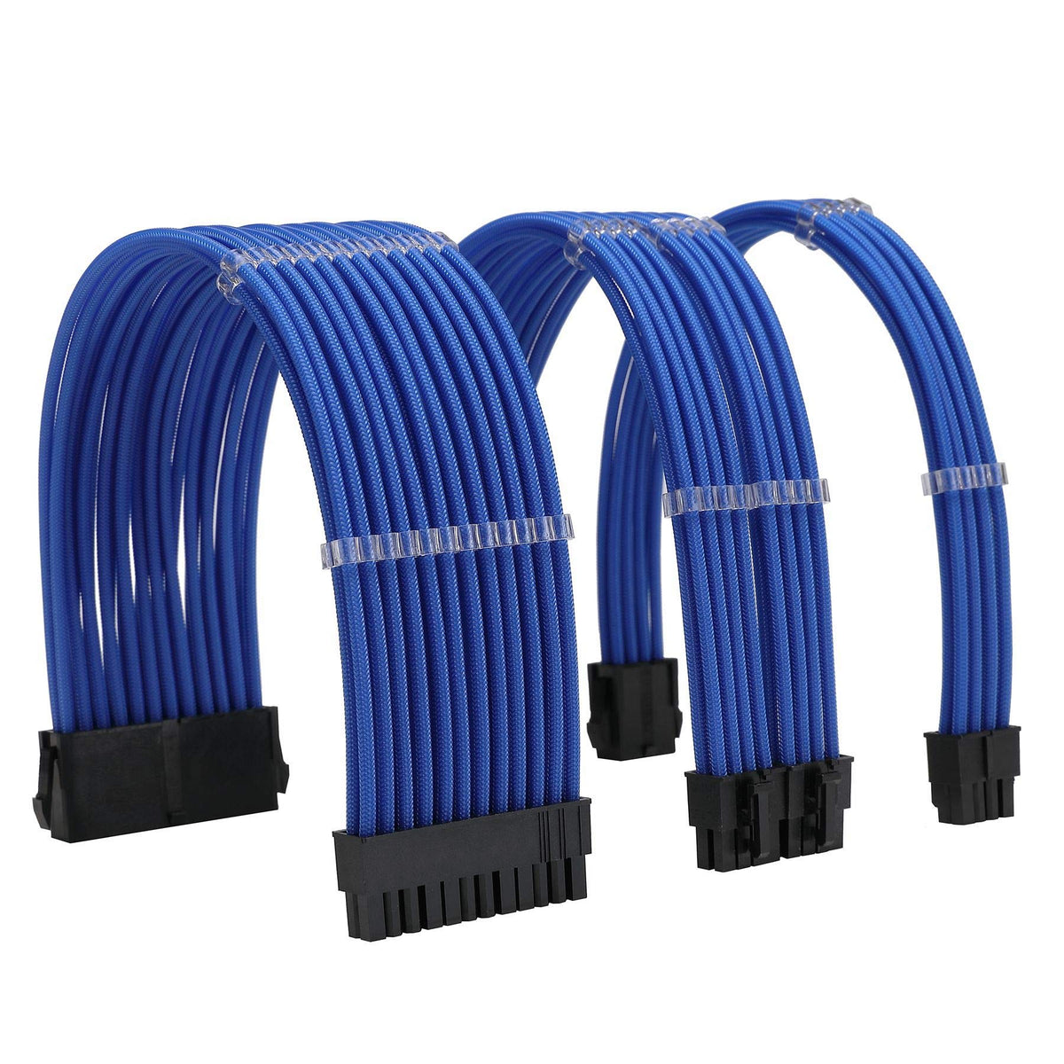 Formulamod Sleeve Extension Power Supply Cable Kit 18Awg Atx 24P+ Eps 8 P+Pci E8 P With Combs For Psu To Motherboard/Gpu (Blue)