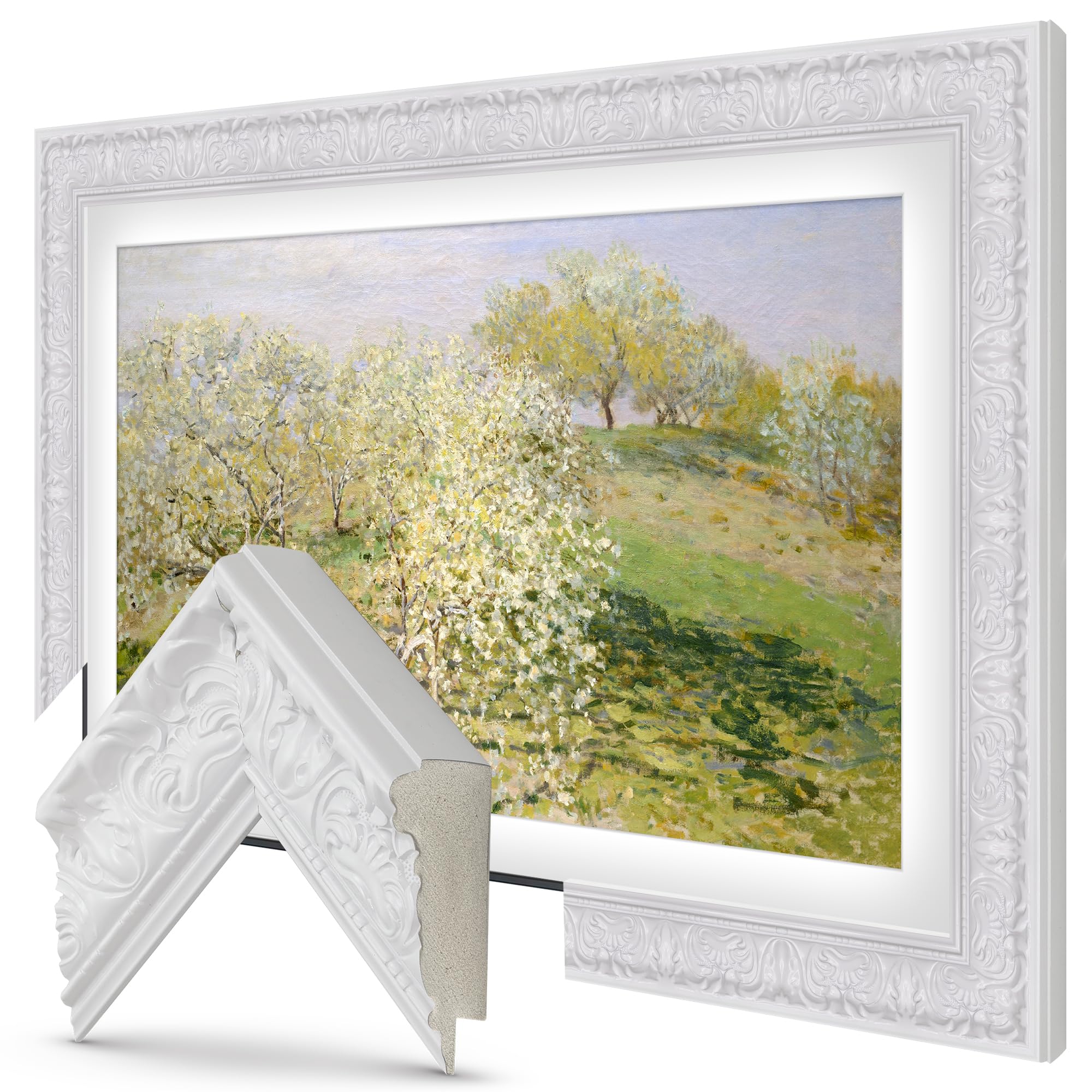 Tuscan Gloss White 50 Premiere Deco TV Frame - Compatible ONLY with Samsung The Frame TVs (Fits 2021-2026, LS03A, LS03B, LS03C, 