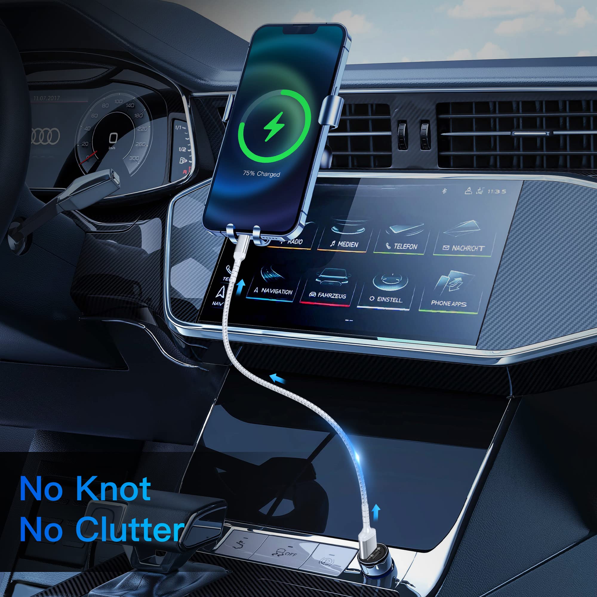 1.5Ft Iphone Charging Cable Short, 3 Pack Braided Usb A To Lightning Cord Carplay [Mfi Certified] Compatible With Apple Iphone 1