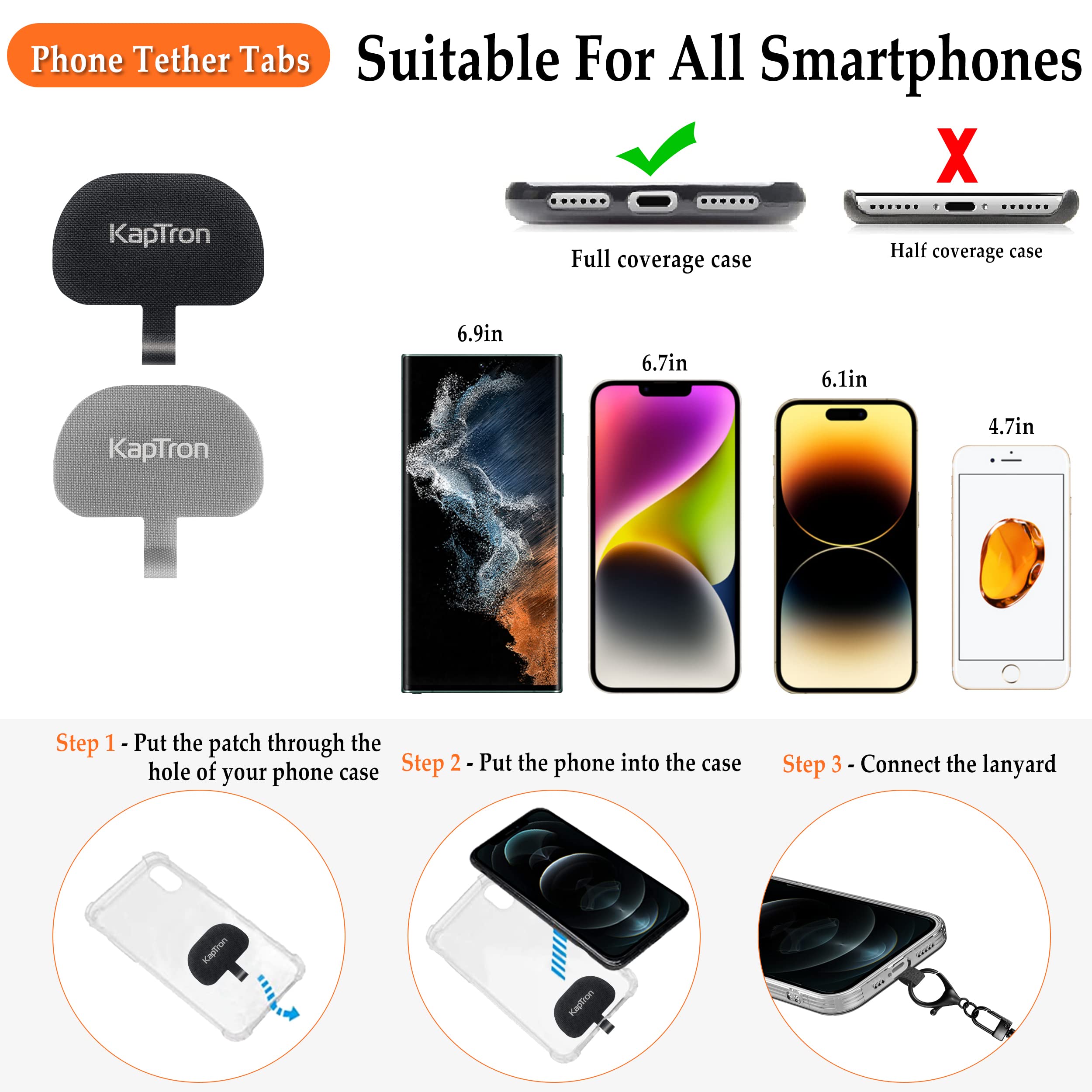 Kaptron Universal Phone Lanyard With Wrist Strap, Adjustable Crossbody Cell Phone Lanyard Neck Strap And Wristlet Strap With 2 L