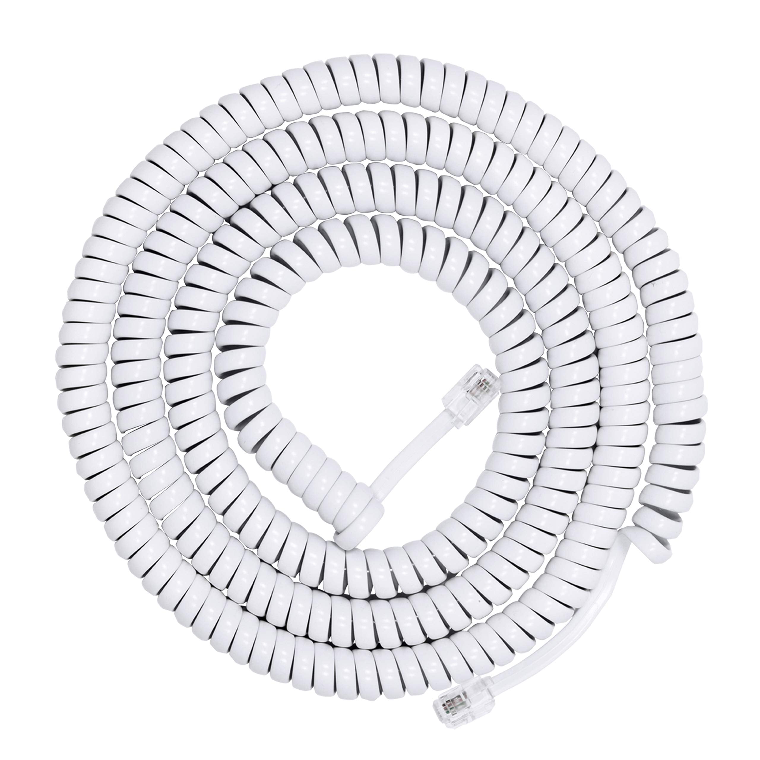 Power Gear Coiled Telephone Cord, 4 Feet Coiled, 25 Feet Uncoiled, Phone Cord Works With All Corded Landline Phones, For Use In