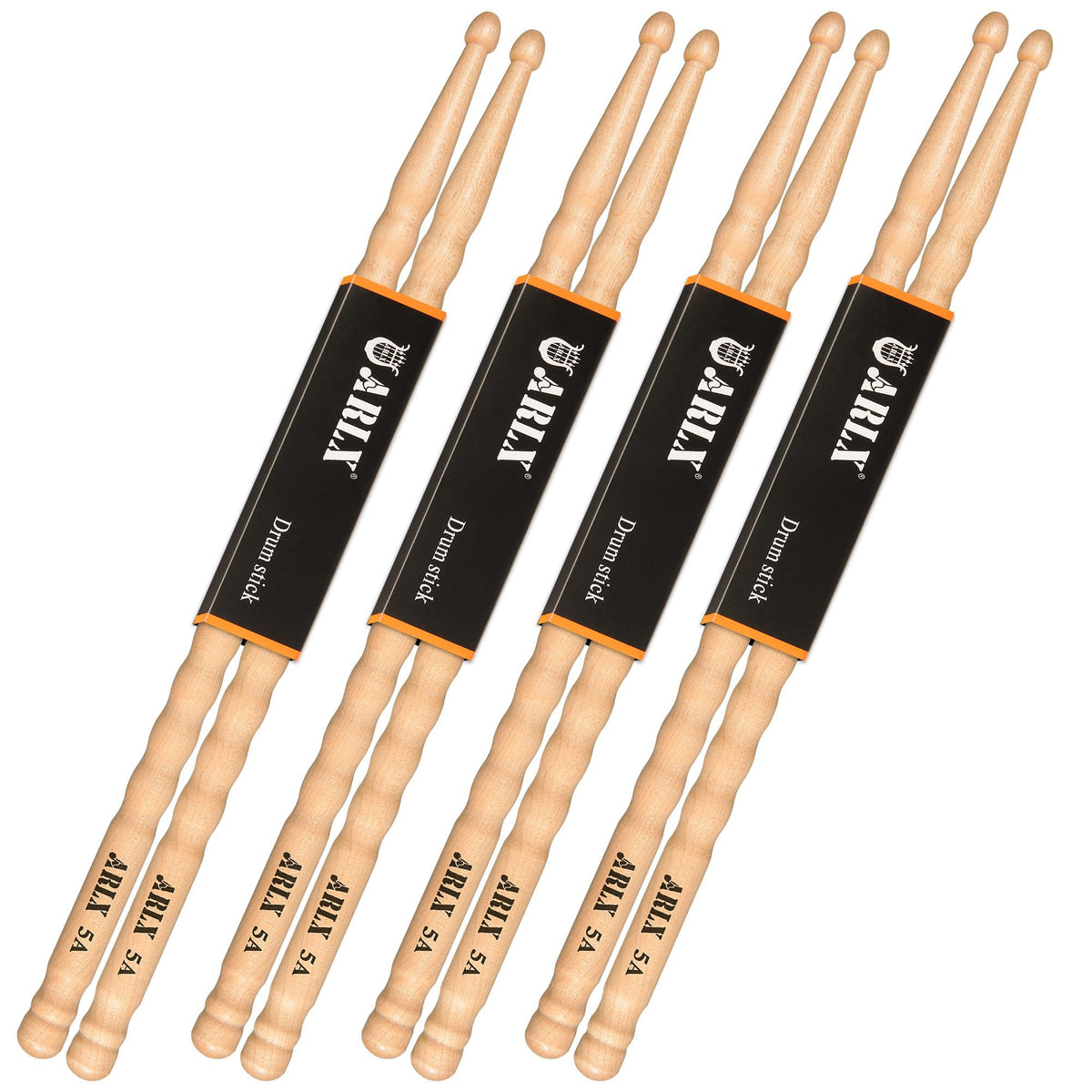 ARLX Drum sticks 5A 4 Pair Maple Wood Drumsticks Non-slip Wave Design for Drums (4 Pair Wave 5A Drum Sticks)