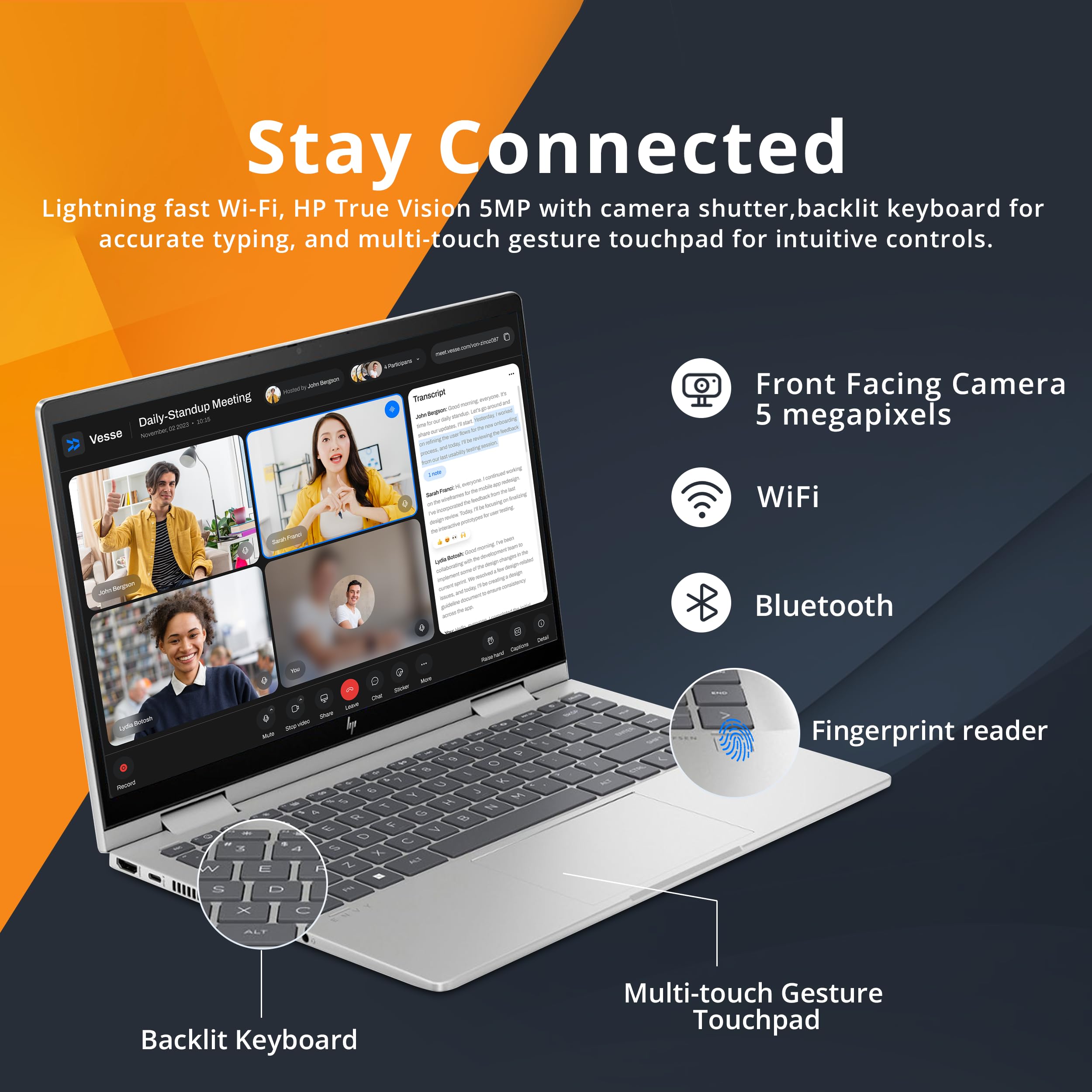 Hp Envy X360 2 In 1 14'' Fhd Touchscreen Laptop, Intel Core I7 1355U, 16Gb Ram, 2Tb Ssd, Backlit Keyboard, 5Mp Camera, Fingerpri