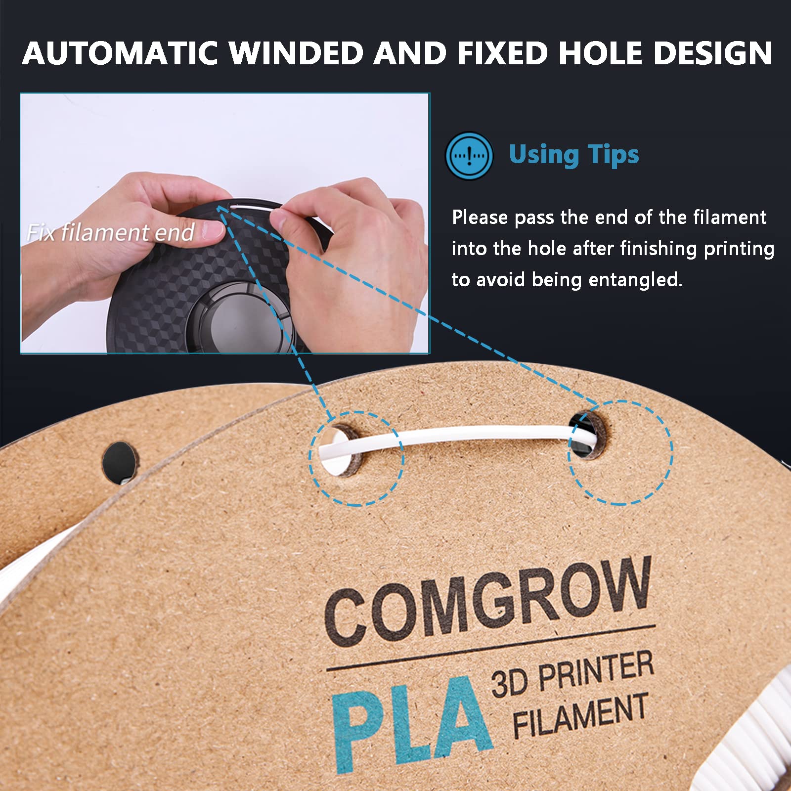 Comgrow Pla 3D Printer Filament, 3D Printer Pla Filament 1.75Mm, Dimensional Accuracy +/  0.02 Mm, 1Kg Spool Pla Red