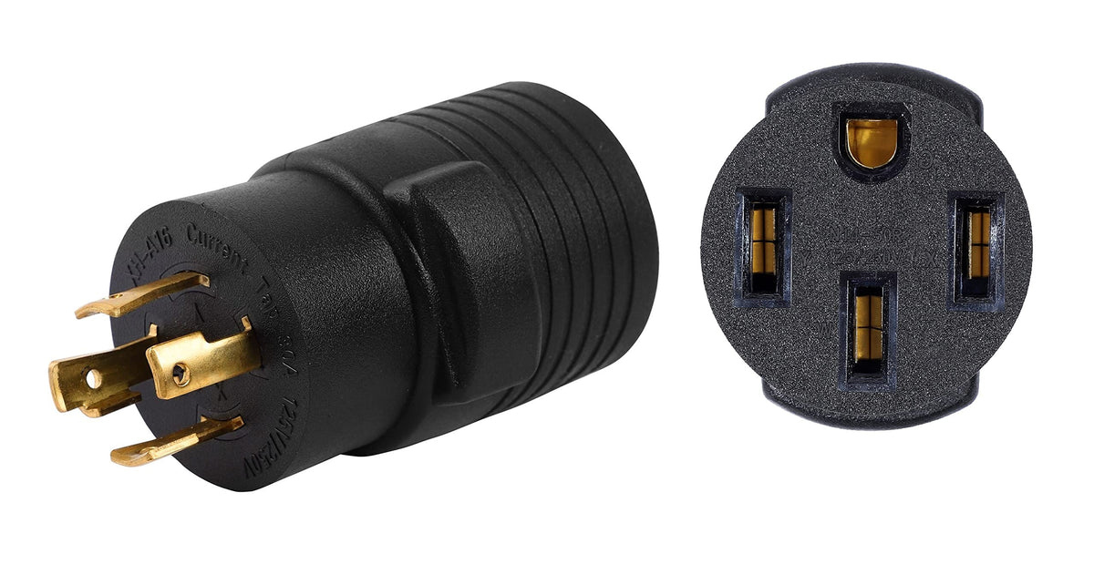 Onetak Nema L14 30P To 14 50R 120V/240V Compact 30 Amp Twist Lock 4 Prong Male Plug To 50 Amp 4 Prong Female Receptacle Generato