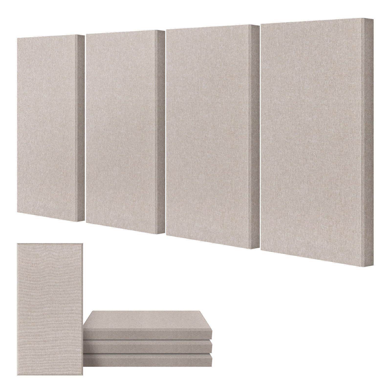 Umiacoustics 4 Pcs Acoustic Panels, 2 Thick 23.6'' X 11.8'' Fiberglass Sound Wall Panels, Self Adhesive Sound Absorbing Panels F