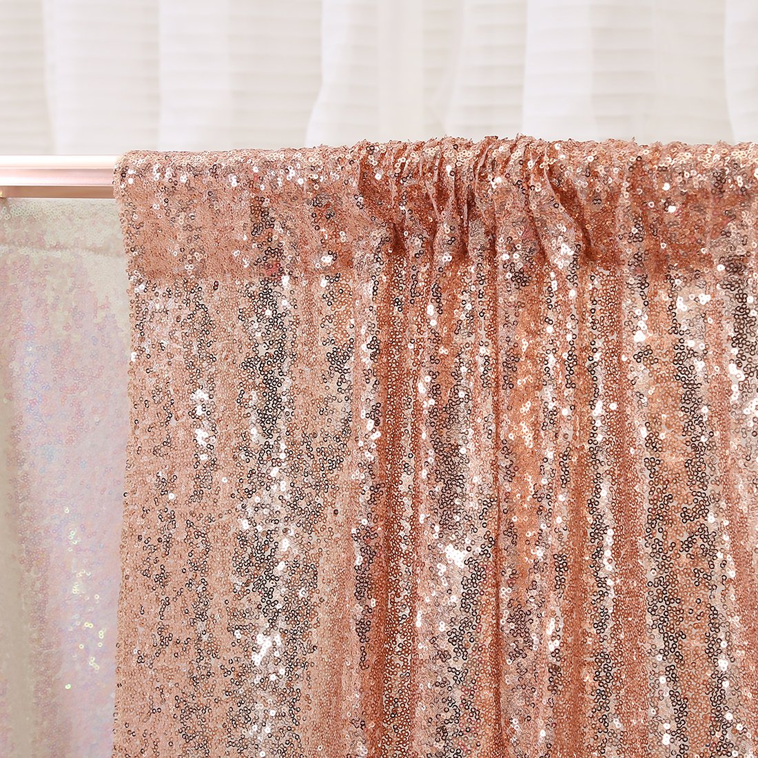 Poise3Ehome Sequin Backdrop Curtain, 10Ft X 10Ft Rose Gold Glitter Photography Background Curtains, Sequence Xmas Thanksgiving B