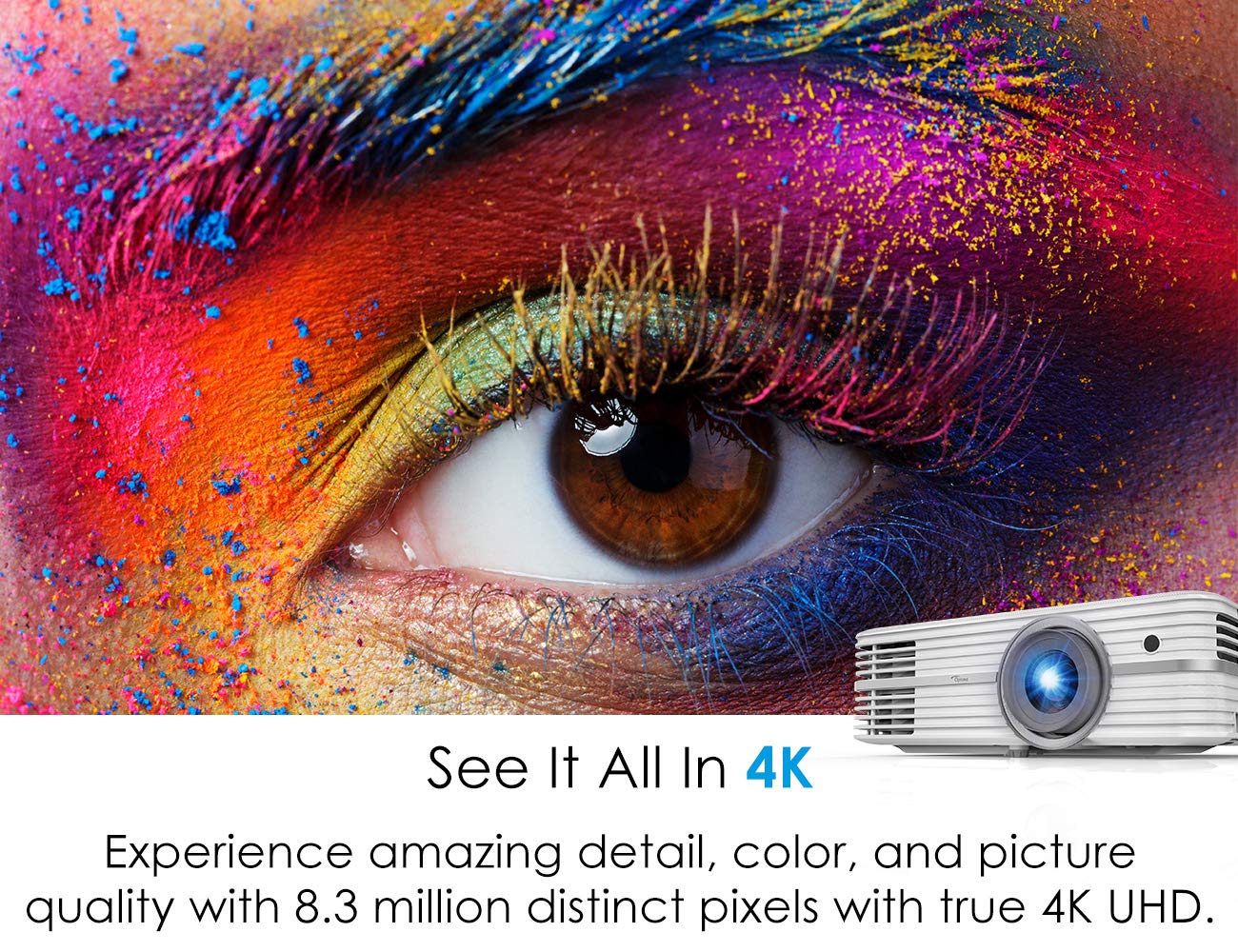 Optoma Uhd50 True 4K Ultra High Definition Dlp Home Theater Projector For Entertainment And Movies With Hdmi 2.0, Hdcp 2.2 And Hdr Technology