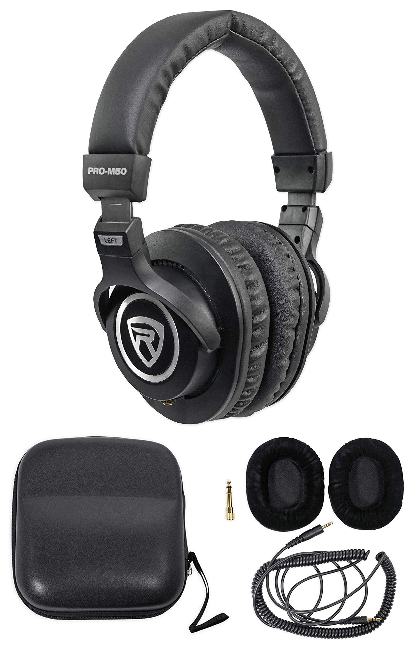 Audio-Technica At2035 Side Address Cardioid Condenser Studio Microphone With Case Bundle With Rockville Pro-M50 Studio Headphone