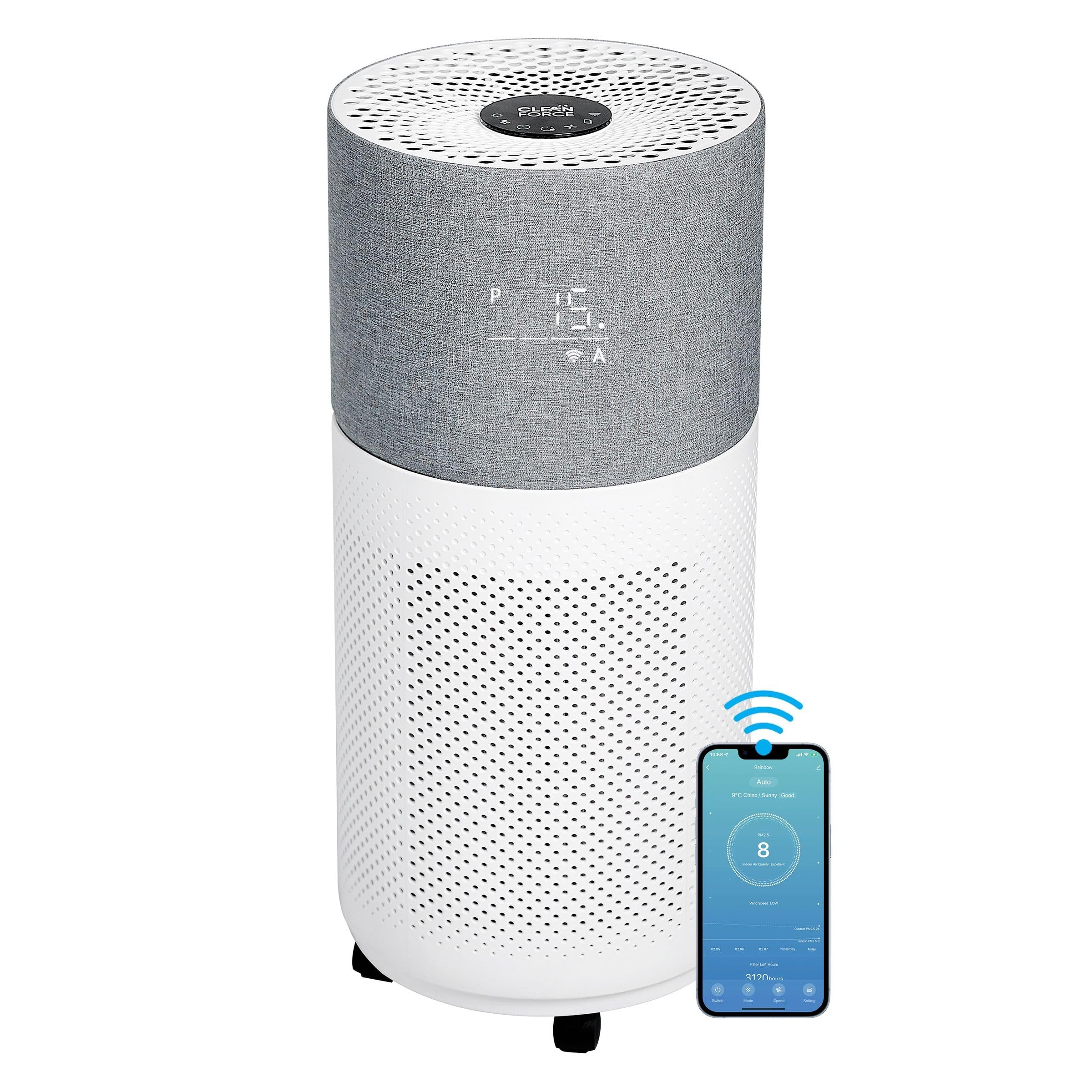 Cleanforce Air Purifiers For Home Large Room Up To 2550 Ft, Hepa Air Purifier Air Cleaner With Wifi For Dust, Allergens, Pollen,