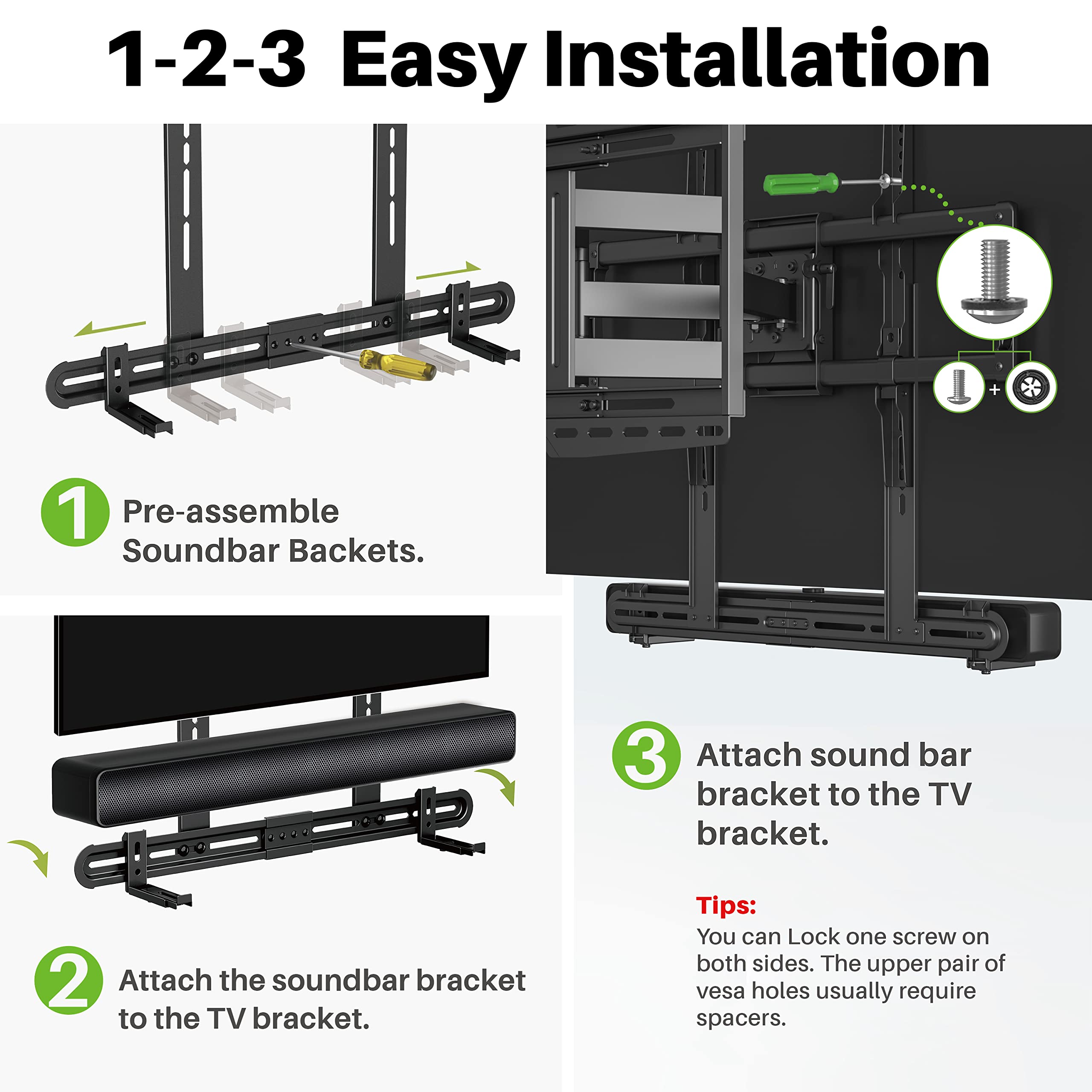 Usx Mount Universal Soundbar Mount, Sound Bar Tv Bracket For Soundbar With Speaker, Fits 2 Installation Options, Removable No Sl