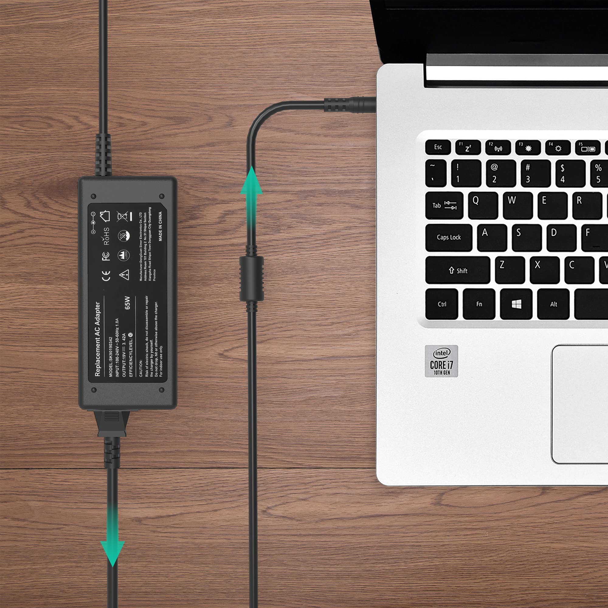 19V 3.42A 65W Laptop Charger Adapter For Acer Aspire E15 E1 532 2635 E1 571 E1 531 E3 E5 E5 511 E5 571 E5 573 E5 573G E5 575 E5 576G E5 575G E5 521 E5 522 Es1 Es1 531 Es1 511,Chromebook C7 C710 Ac710